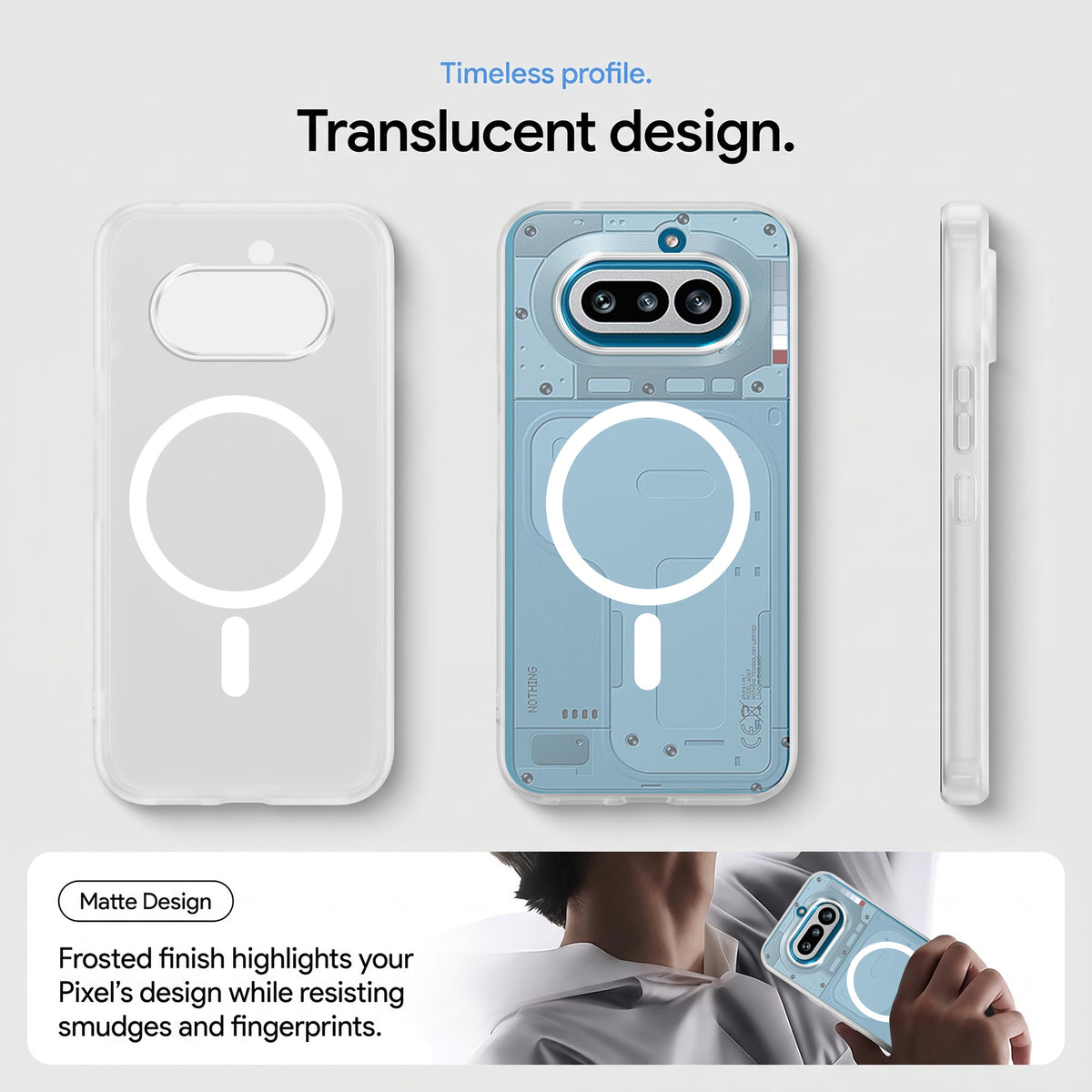 For Nothing Phone 4A 5G Matte Finish Back Case Cover (MagSafe Compatible | Translucent Soft Touch | Slim and Unbreakable)
