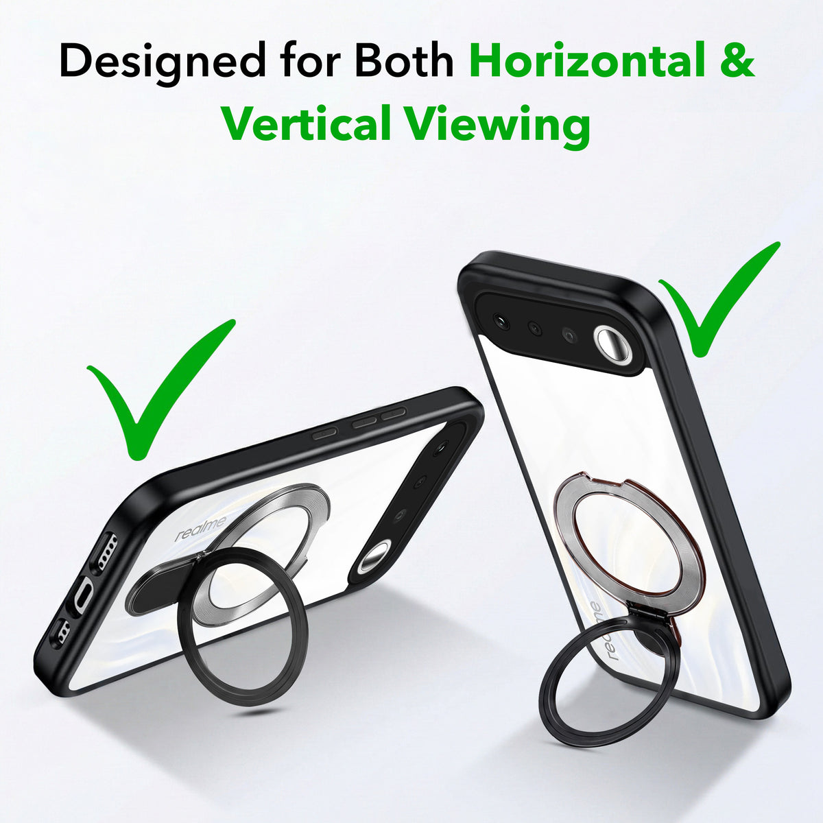 For Realme 16 Back Cover Case (Kick Stand Ring Holder | Life time Anti Yellow | Camera Protection)