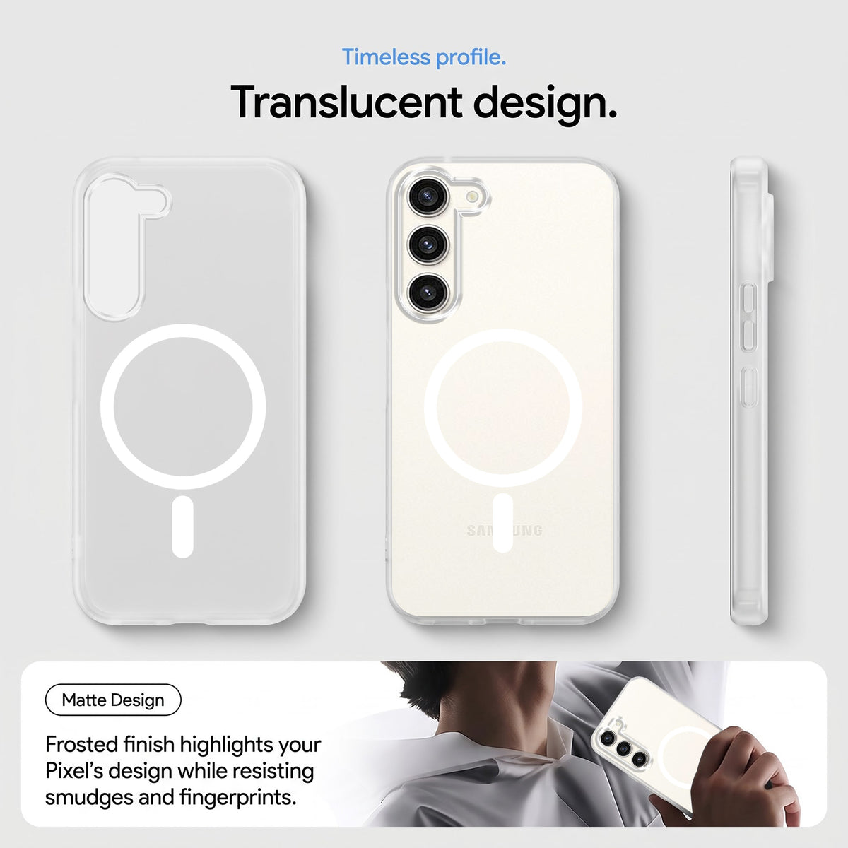 For Samsung Galaxy S23 Plus Matte Finish Back Case Cover (MagSafe Compatible | Translucent Soft Touch | Slim and Unbreakable)