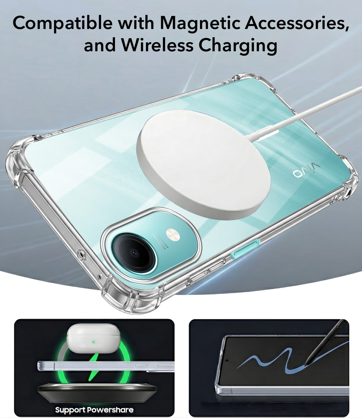 For Vivo T5e 4G Back Cover Shockproof Crystal-Clear (Magsafe Wireless Support | Drop & Camera Protection | Hard Polycarbonate)