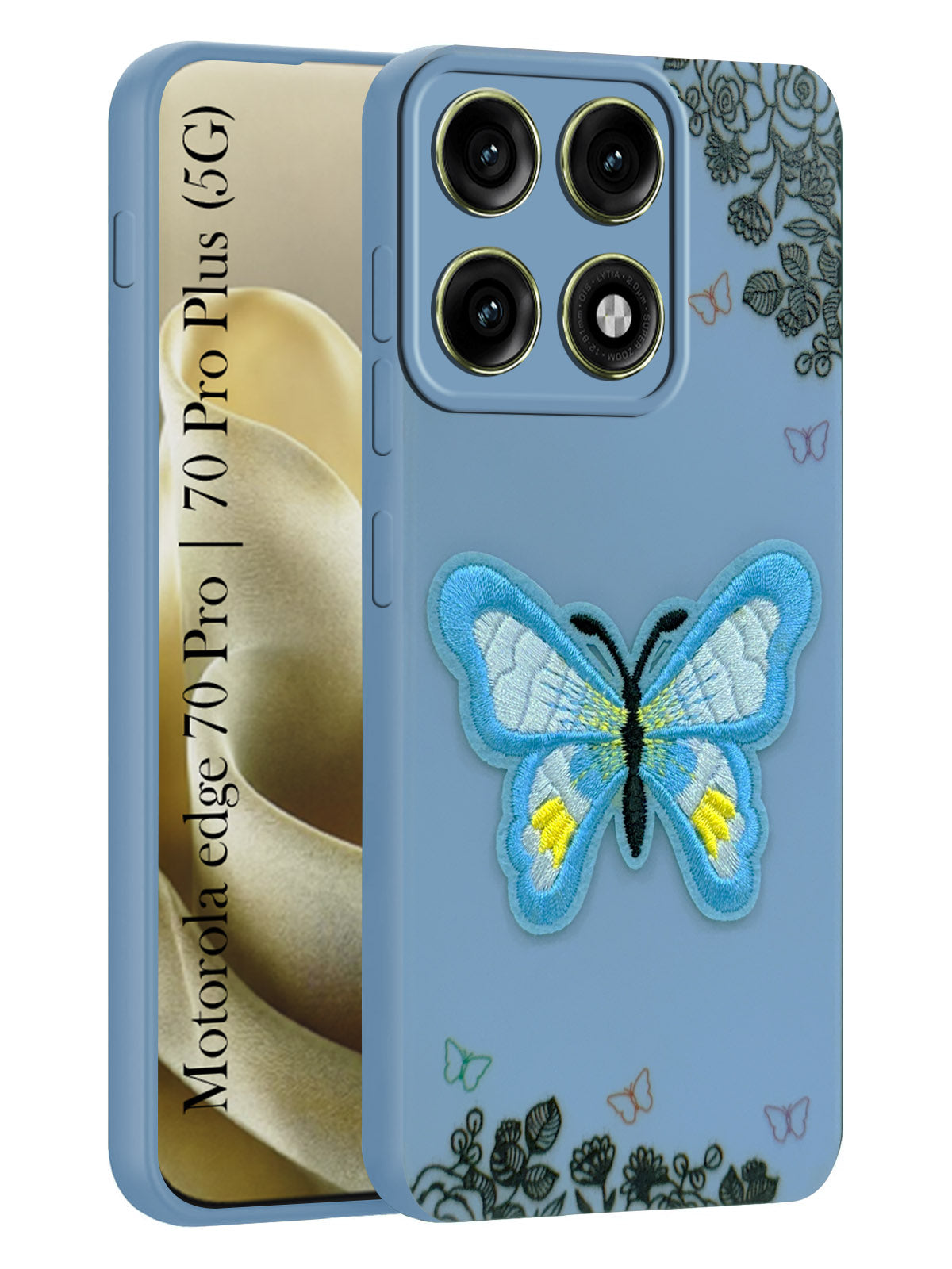 For Motorola Edge 70 Pro |  Motorola Edge 70 Pro Plus Back Cover Case (Soft Butterfly Embroidery | Women Teen Girls | Camera Protection| Matte Silicone)
