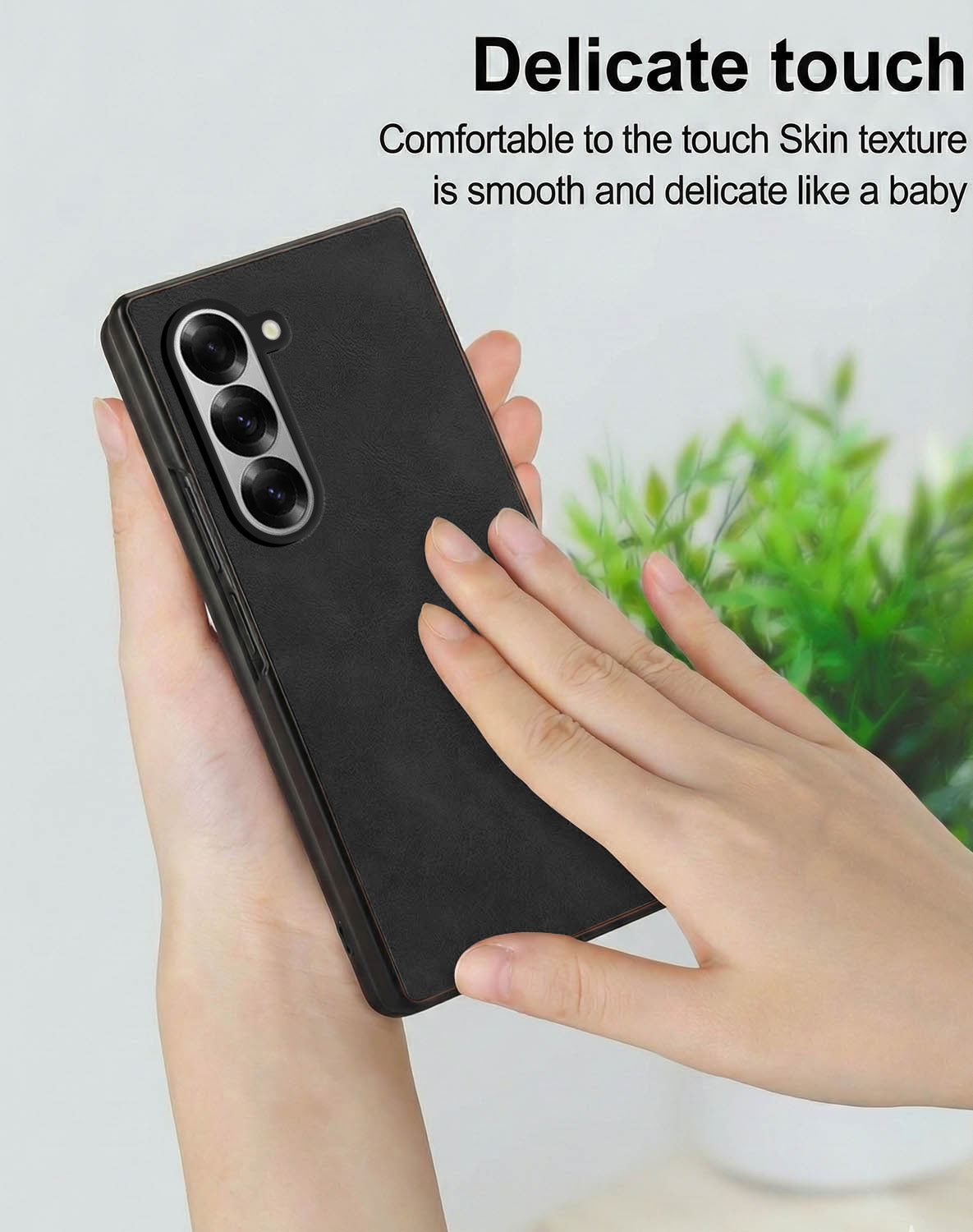 For Samsung Galaxy Z Fold 6 Back Case Cover Premium Genuine Leather (Integrated Front Screen Protector | Inside Microfiber Cloth)