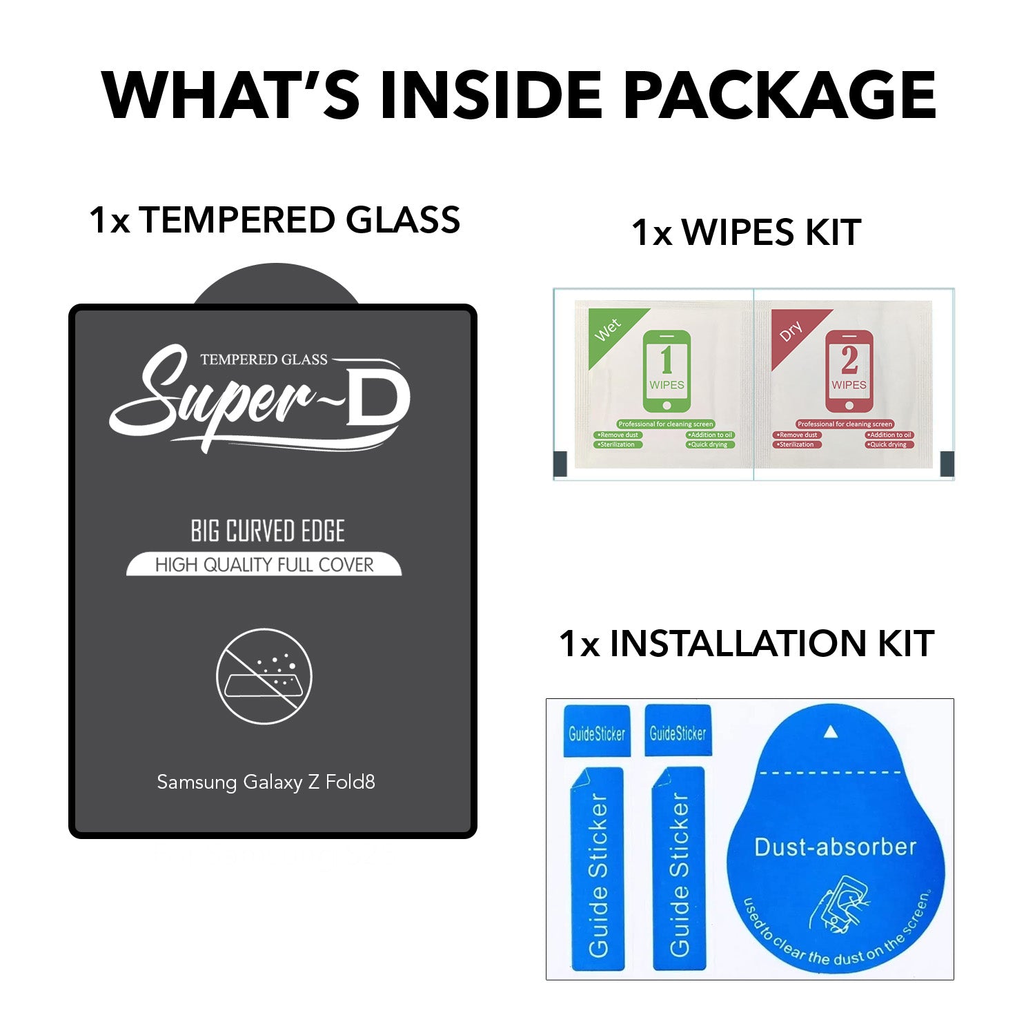 (Pack of 2) Tempered Glass For Samsung Galaxy Z Fold 8 Military-Grade Gorilla Tempered Glass Screen Protector With Installation Kit | Shatterproof, Full Coverage, HD Clear, Scratch Resistant