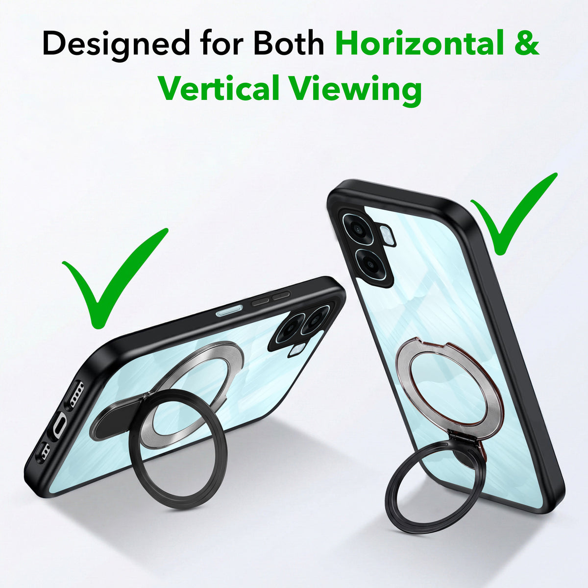 For Oppo A6X | Oppo A6S Back Cover Case (Kick Stand Ring Holder | Life time Anti Yellow | Camera Protection)