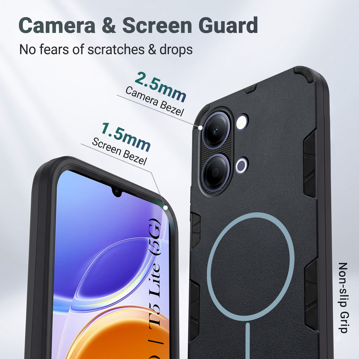 For Vivo Y05 (4G) | Vivo T5 Lite (5G)  Back Cover Case (Slim Hybrid Armor | Shockproof Camera Protection | Rugged Dual Layer)