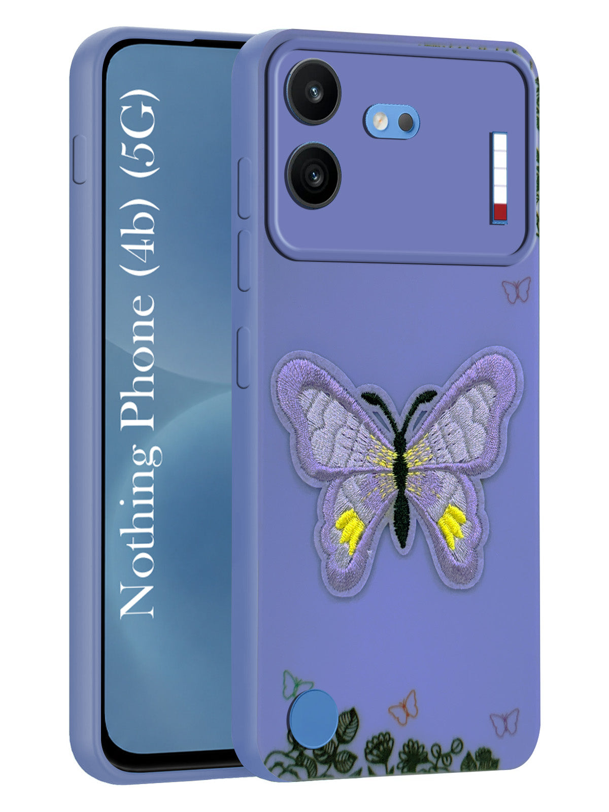 For Nothing Phone 4B 5G Power Back Cover Case (Soft Butterfly Embroidery | Women Teen Girls | Camera Protection| Matte Silicone)