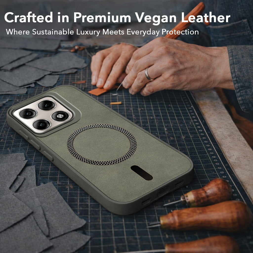 For Motorola Moto Edge 70 Pro Back Cover Case Leather Finish (MagSafe Compatible Wireless Charging | Soft Touch | Camera Bump Protection)