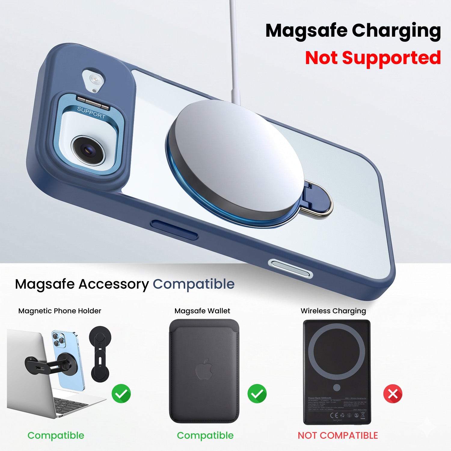 For Apple iPhone 17 Air Back Cover Case Crystal (Lifetime Anti Yellow | Magnetic Ring Stand | Camera Lens Protection | MagSafe Compatible)