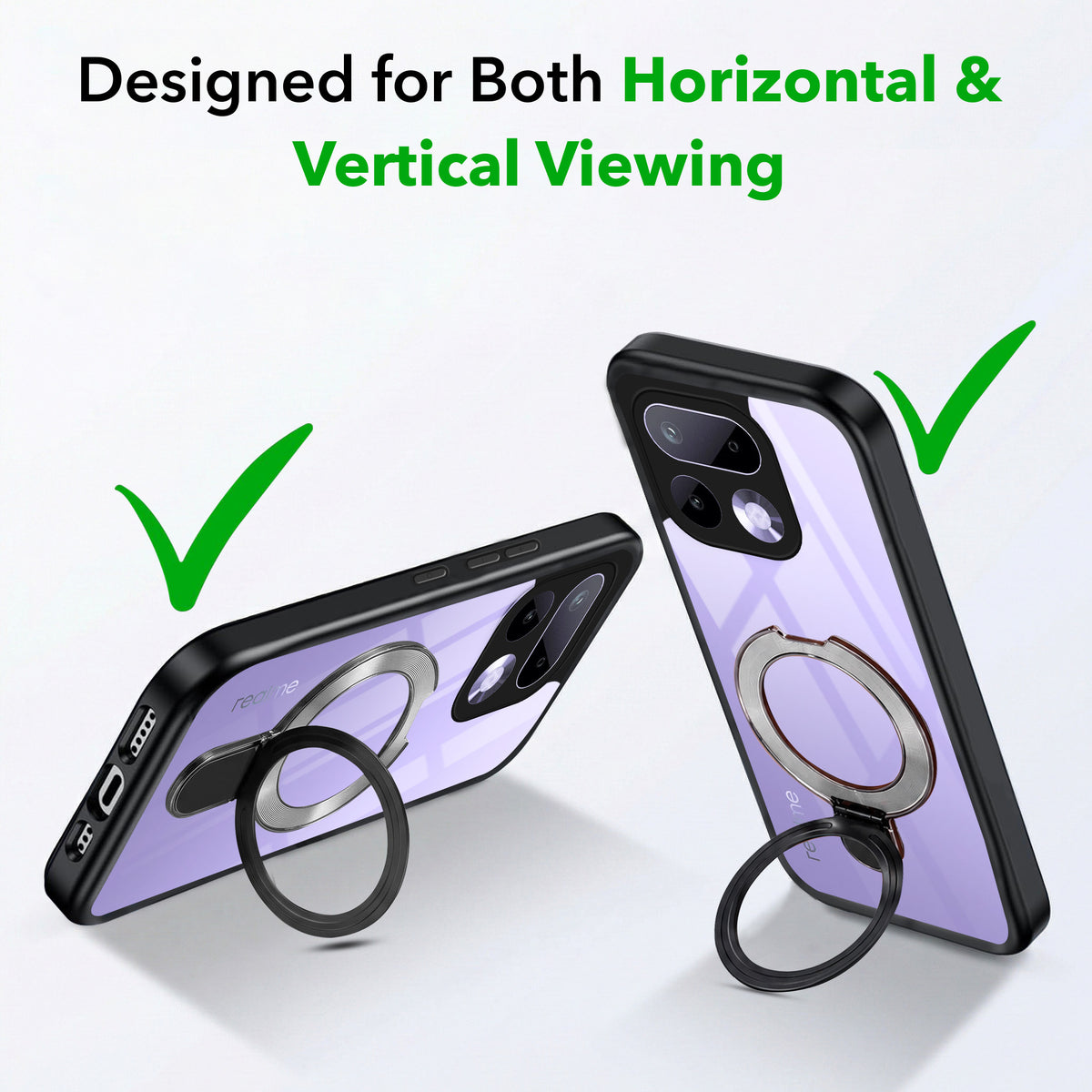 For Realme 16 Pro Back Cover Case (Kick Stand Ring Holder | Life time Anti Yellow | Camera Protection)