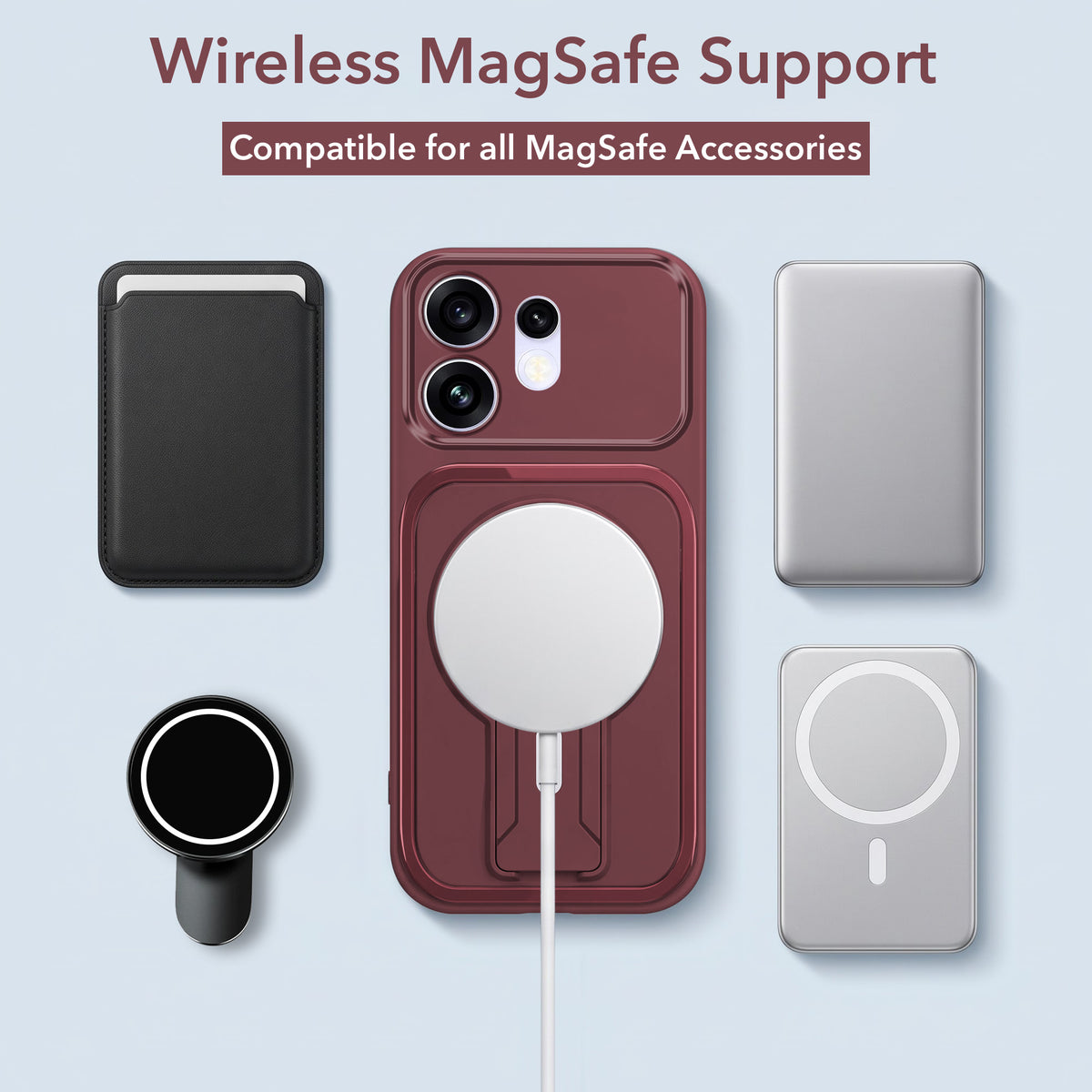 For Oppo Reno 16 Back Case Cover Metallic (Hybrid Armor Kickstand | MagSafe Compatible | Camera Protection Shockproof)