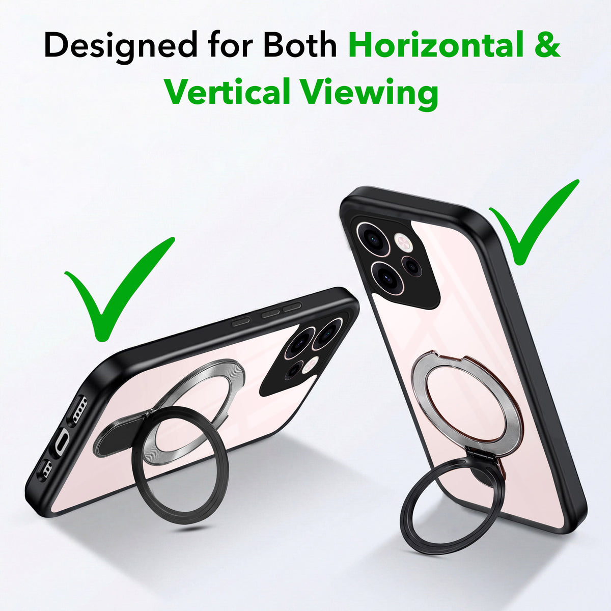 For Oppo Reno 15c Back Cover Case (Kick Stand Ring Holder | Life time Anti Yellow | Camera Protection)