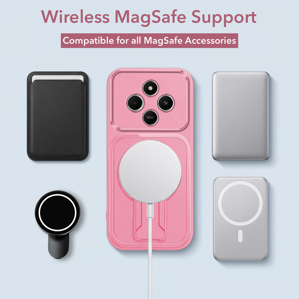 For Poco C75 | Poco M7 Back Case Cover Metallic (Hybrid Armor Kickstand | MagSafe Compatible | Camera Protection Shockproof)
