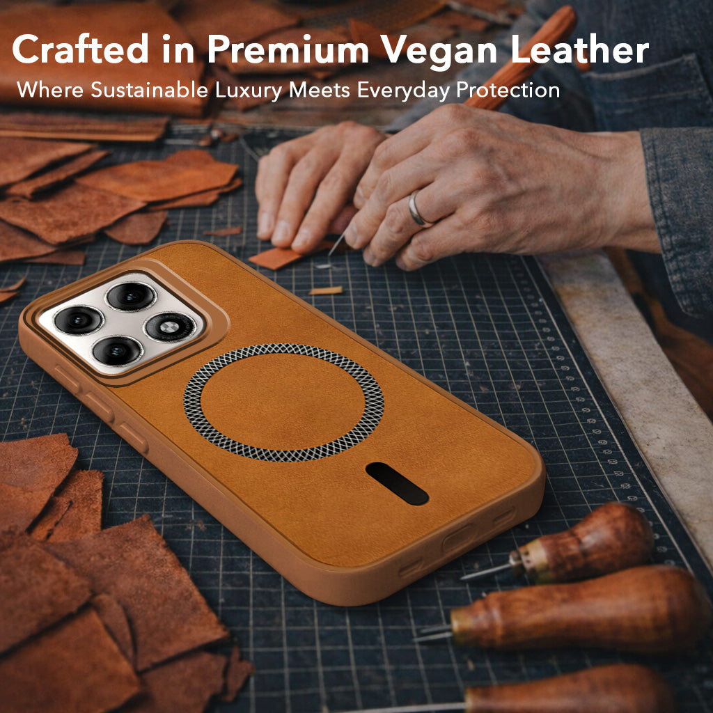 For Motorola Moto Edge 70 Pro Back Cover Case Leather Finish (MagSafe Compatible Wireless Charging | Soft Touch | Camera Bump Protection)
