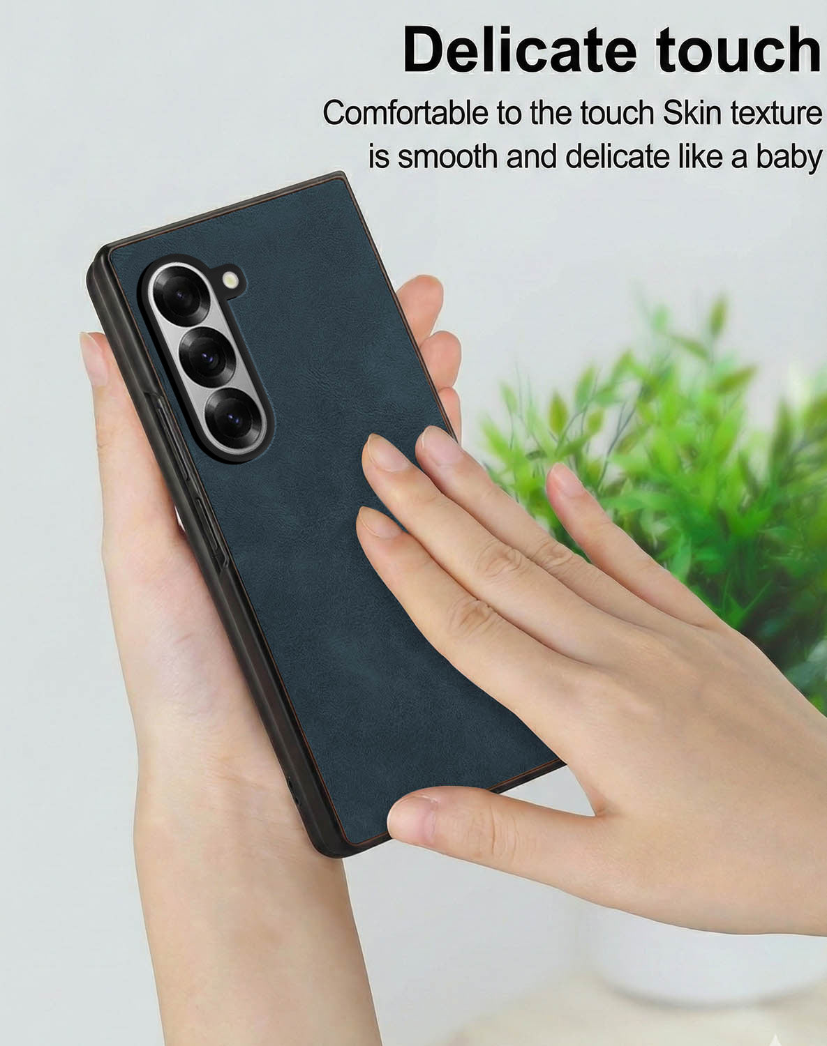 For Samsung Galaxy Z Fold 6 Back Case Cover Premium Genuine Leather (Integrated Front Screen Protector | Inside Microfiber Cloth)
