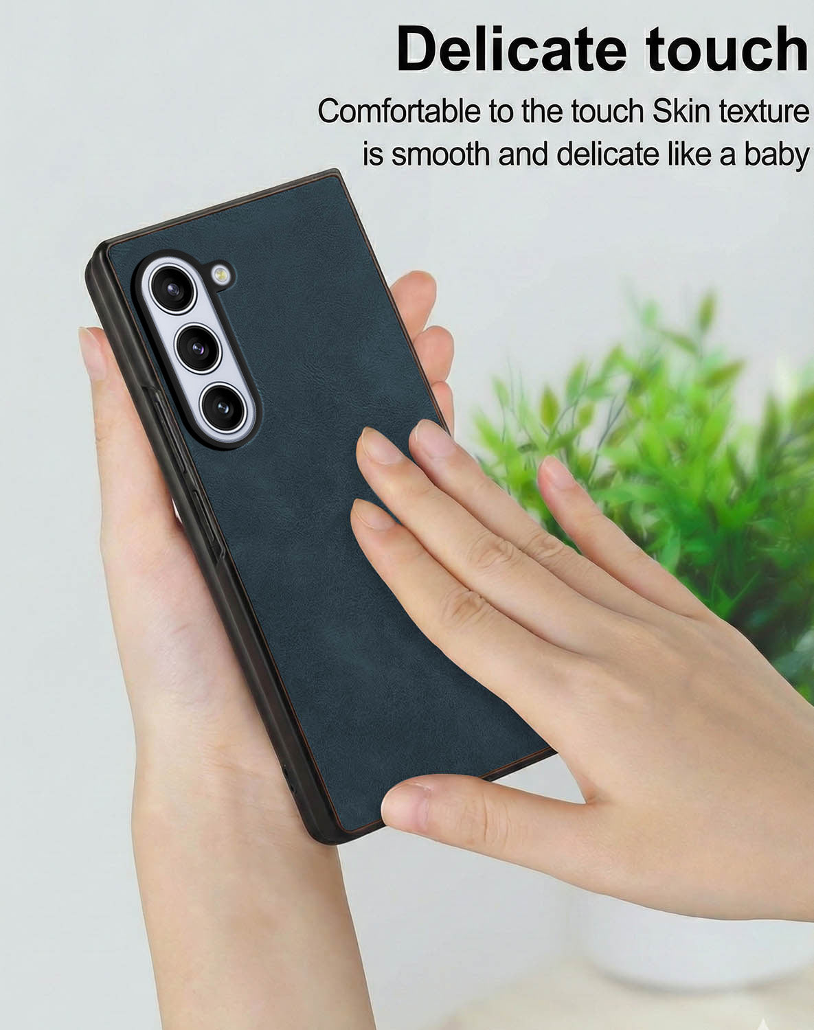 For Samsung Galaxy Z Fold 5 Back Case Cover Premium Genuine Leather (Integrated Front Screen Protector | Inside Microfiber Cloth)