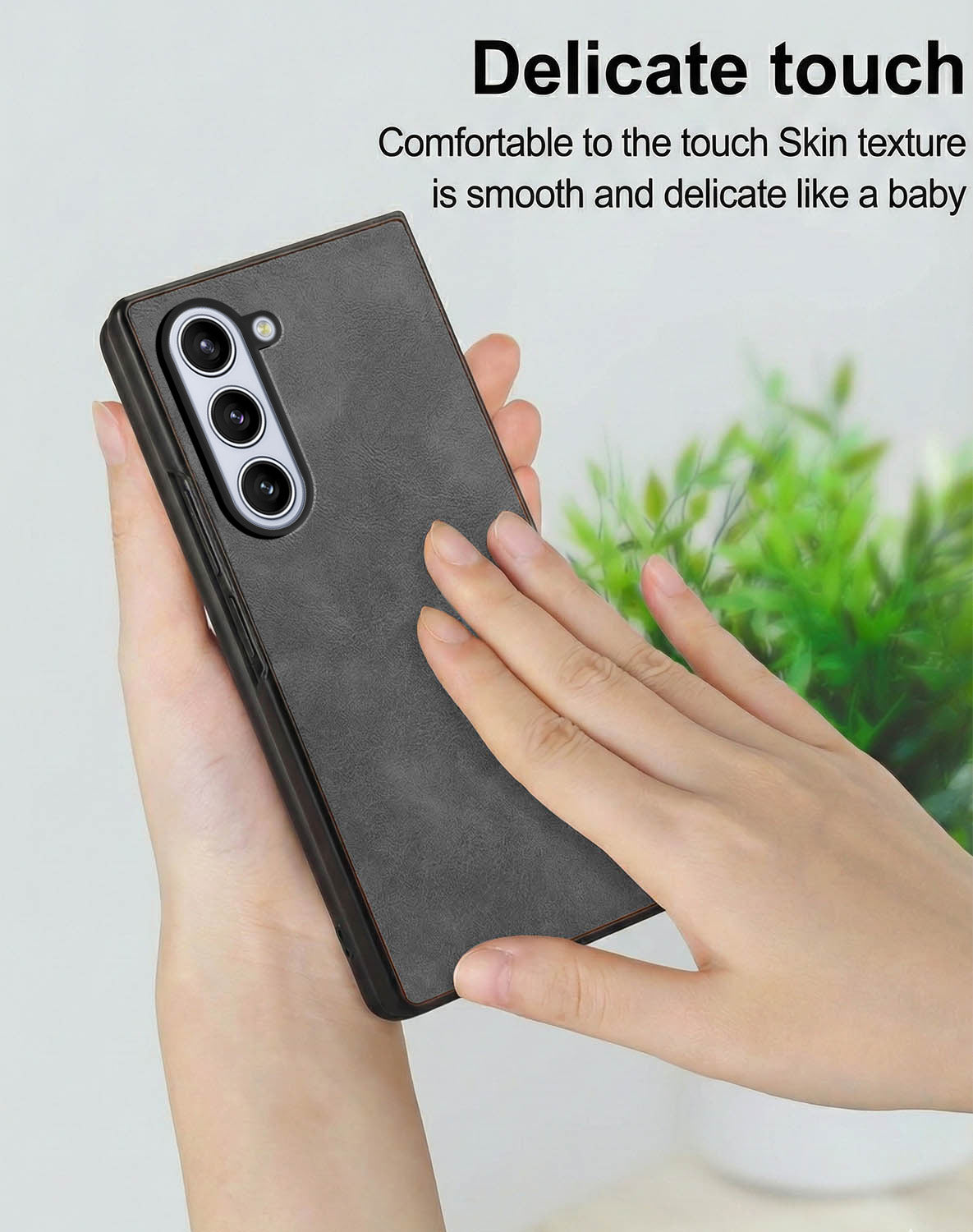 For Samsung Galaxy Z Fold 5 Back Case Cover Premium Genuine Leather (Integrated Front Screen Protector | Inside Microfiber Cloth)