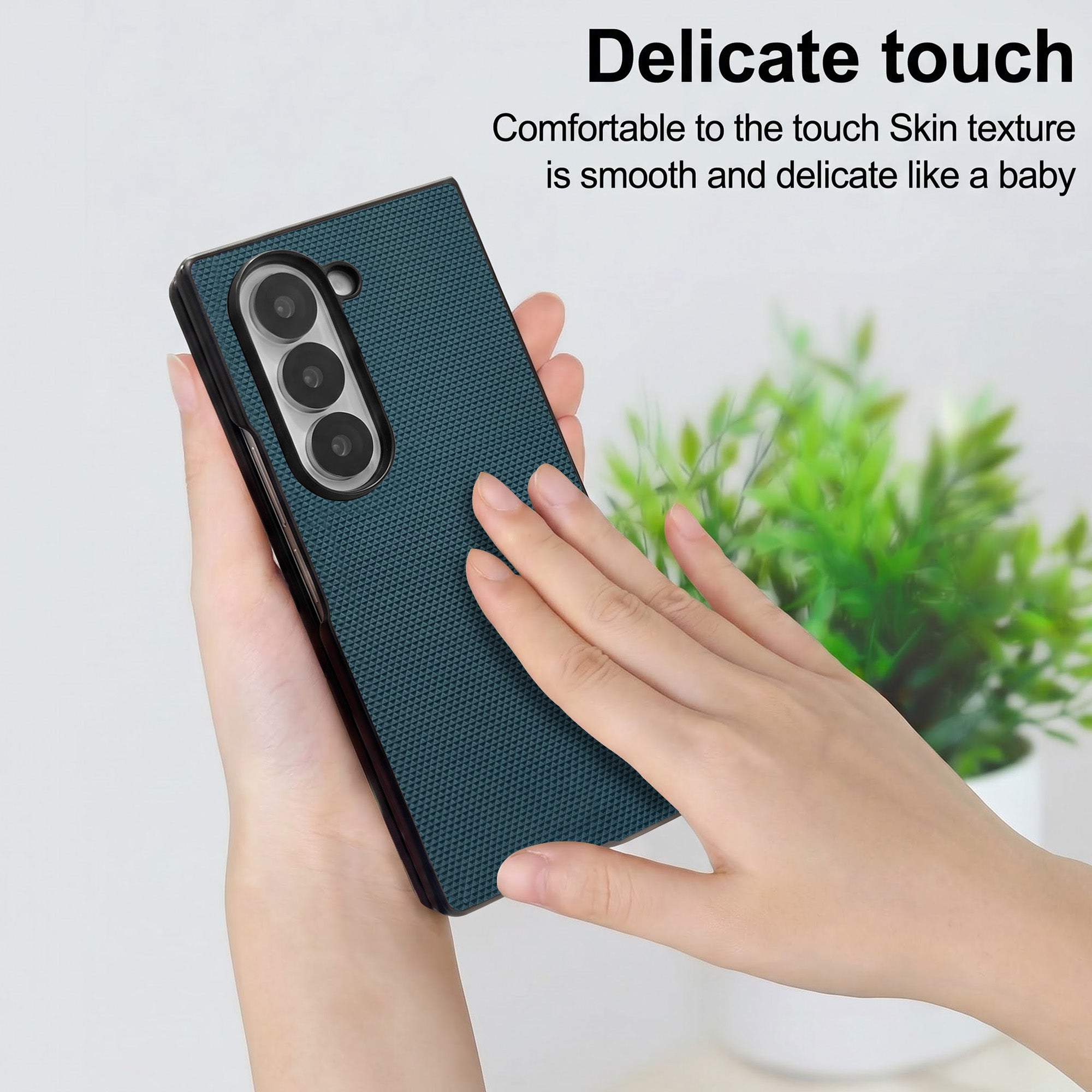 For Samsung Galaxy Z Fold 5 Premium Cover Case (Geometric Textured Hard PC | Soft Cloth Lining & Slim Shockproof Protection)