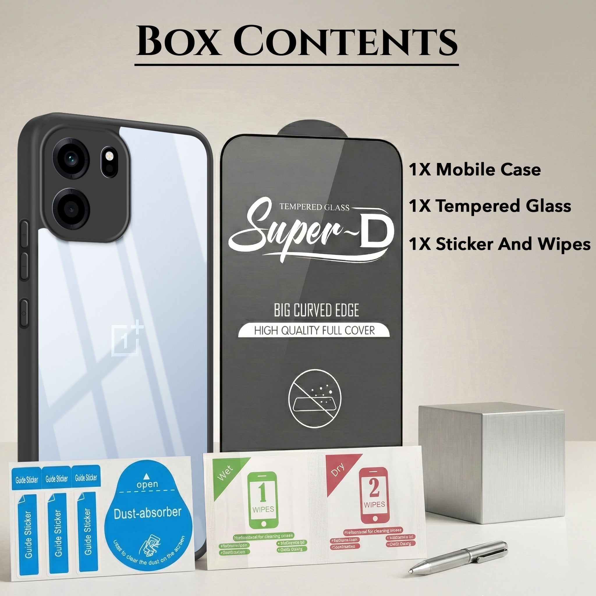 For Oneplus Nord CE 6 (Combo with Back Cover and 9H Tempered Glass (Lifetime Anti-Yellow | Crystal Clear Shockproof | Oleophobic Coating Screen Glass)