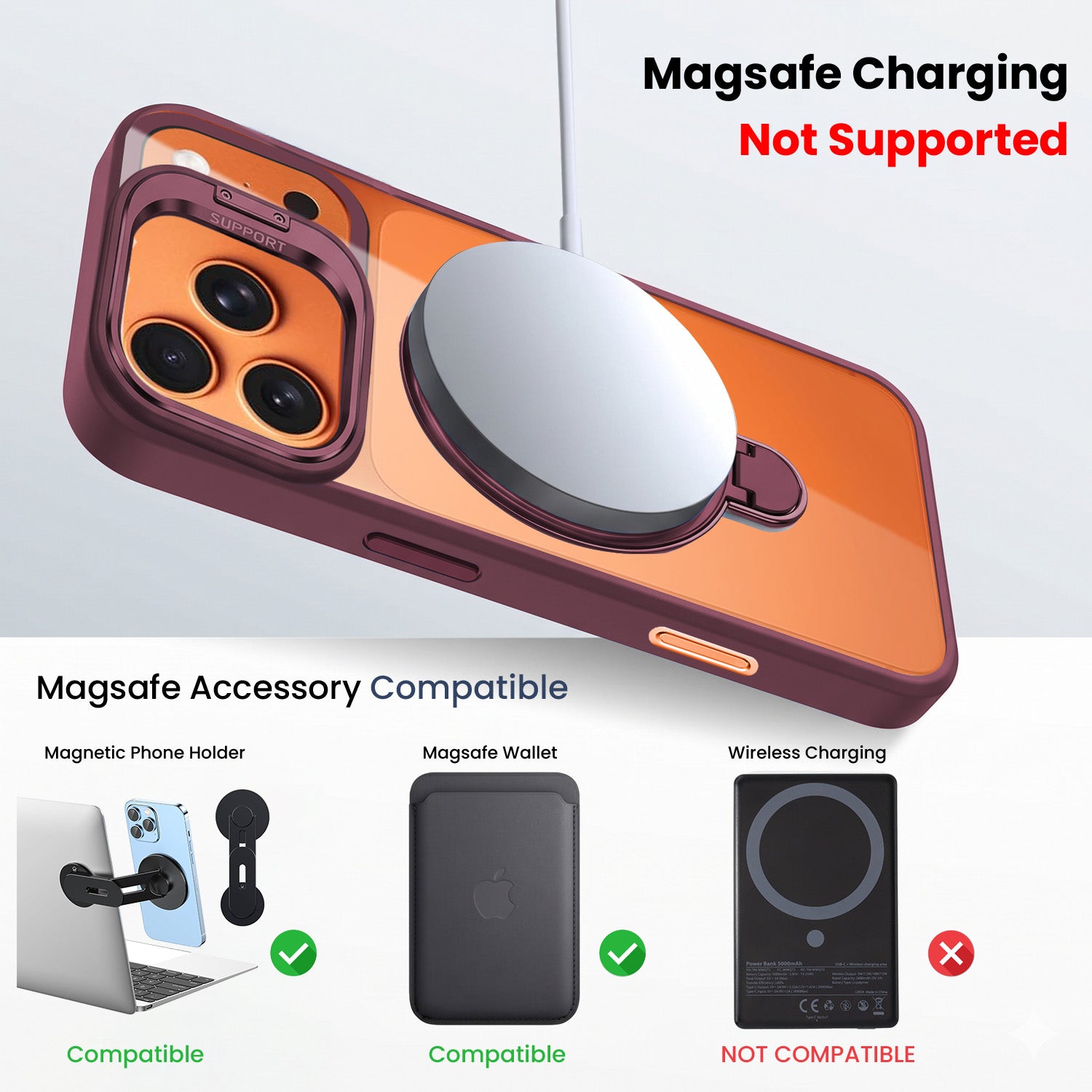For Apple iPhone 17 Pro Max Back Cover Case Crystal (Lifetime Anti Yellow | Magnetic Ring Stand | Camera Lens Protection | MagSafe Compatible)
