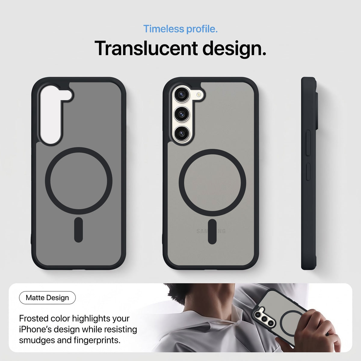 For Samsung Galaxy S23 Plus Matte Finish Back Case Cover (MagSafe Compatible | Translucent Soft Touch | Slim and Unbreakable)