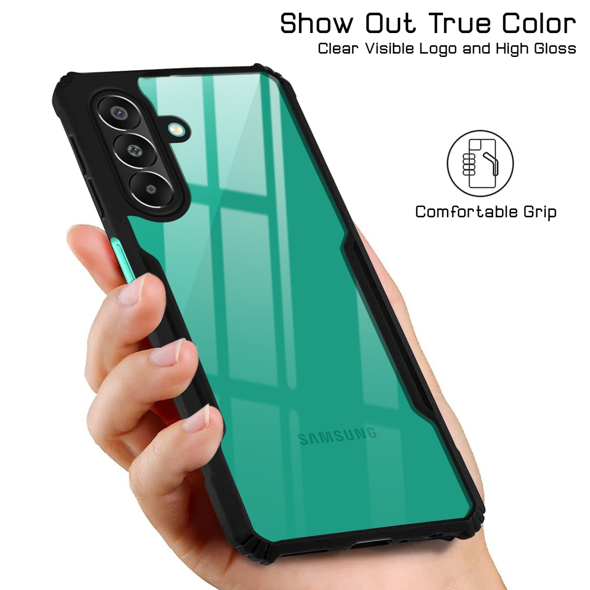For Samsung Galaxy F70 Pro 5G Back Cover Case Hybrid (Shockproof with Polycarbonate Clear Panel | Professional Black)