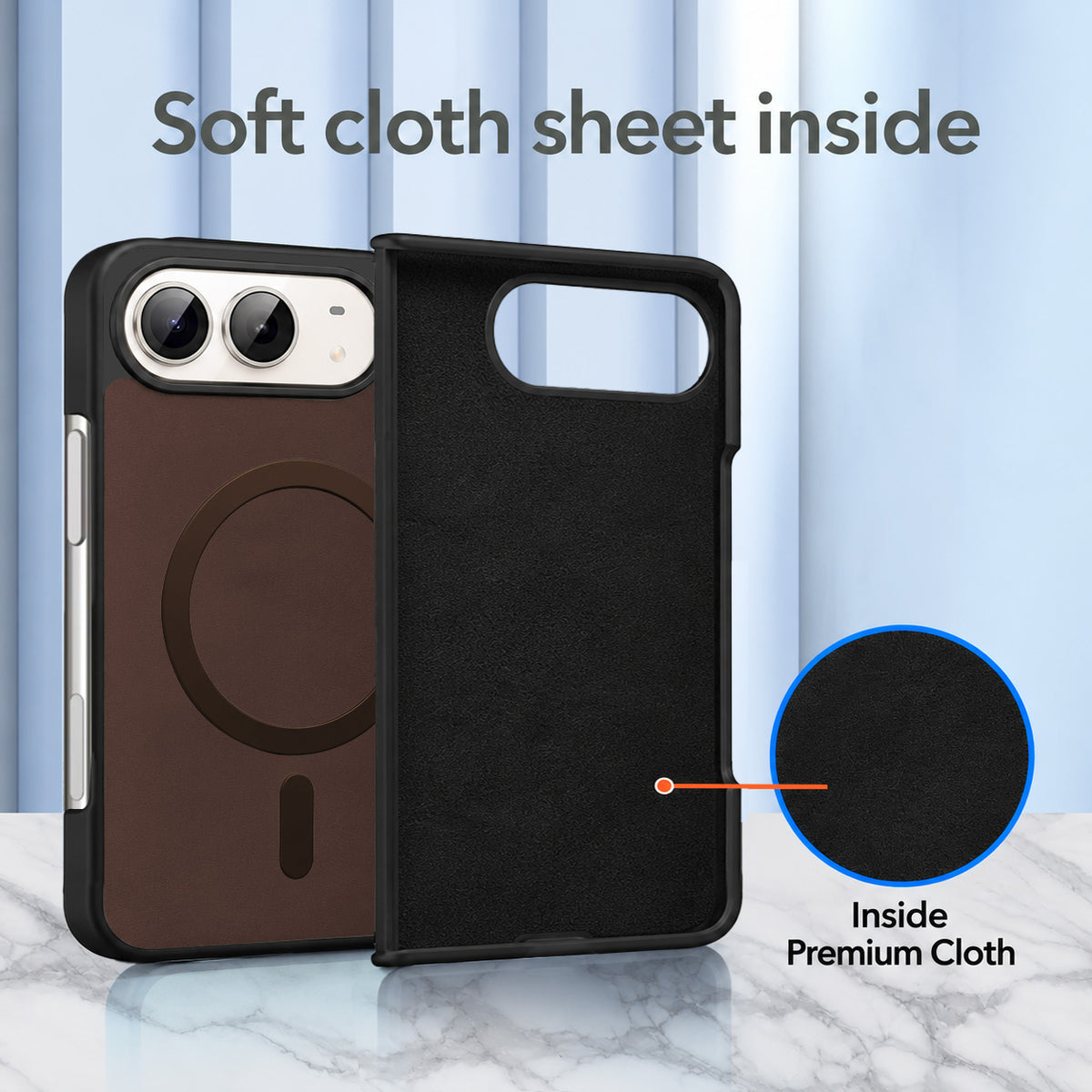 For Apple iPhone Duo Back Cover Case Leather Finish (MagSafe Wireless Charging Compatible | Inside Microfiber Cloth)