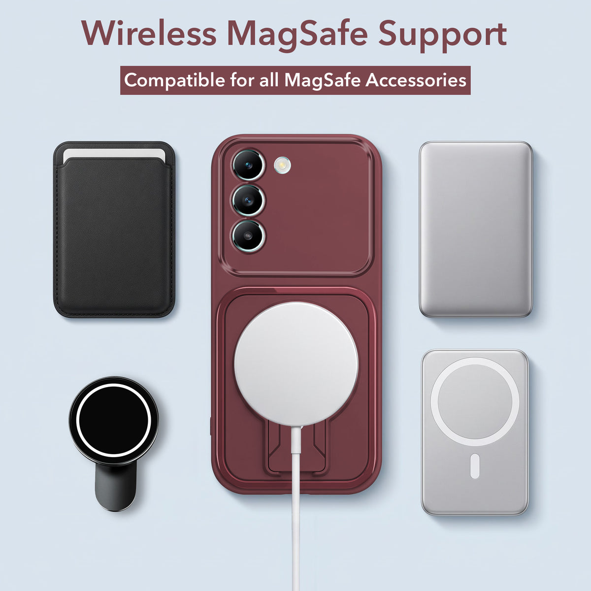For Vivo T3 5G Back Case Cover Metallic (Hybrid Armor Kickstand | MagSafe Compatible | Camera Protection Shockproof)