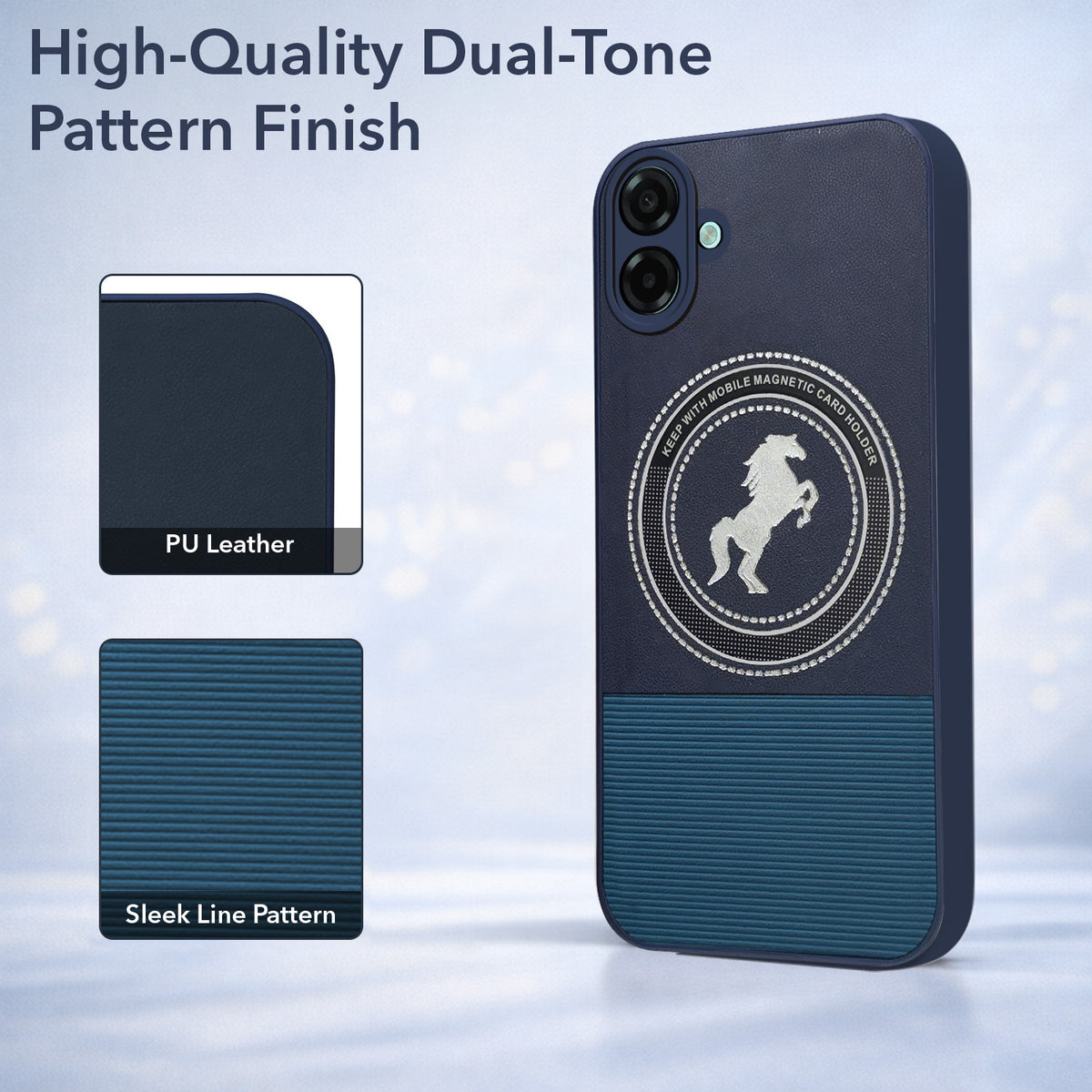 For Samsung Galaxy A07 5G | F70e 5G Back Cover Case PU Leather Finish (Professional Minimalist Texture | MagSafe Compatile | Camera Protection | Sleek Sober Formal)