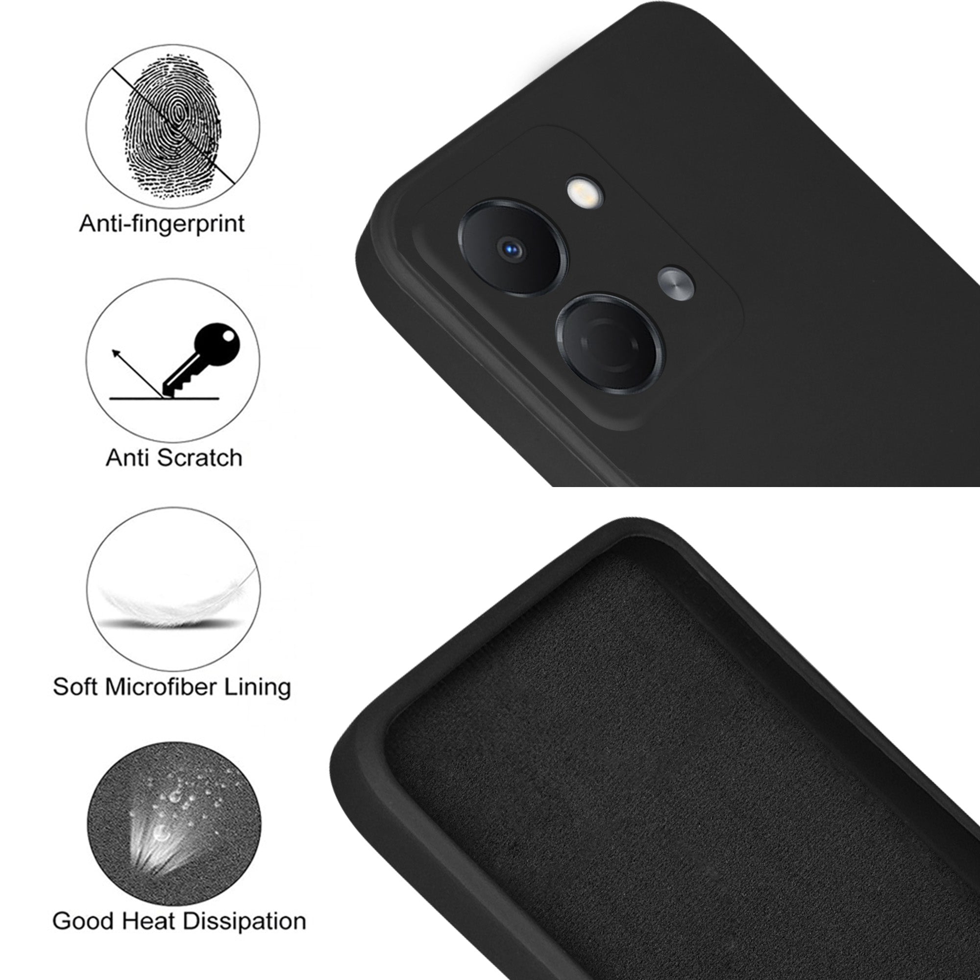 For Tecno Spark Go 3 Back Cover Case (Matte Finish Silicone with Inside Fiber cloth)