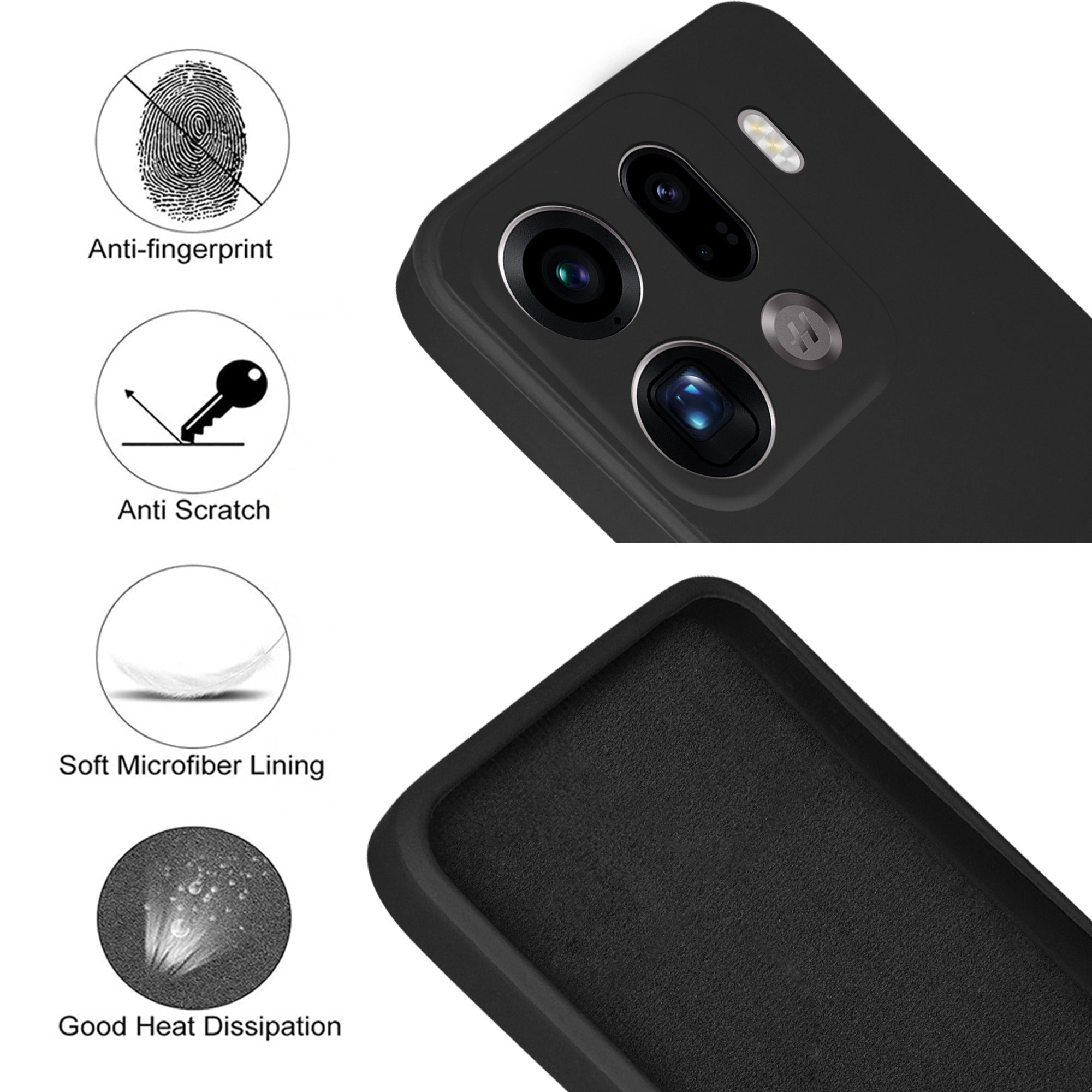 For Oppo Find X9 Pro Back Cover Case (Matte Finish Silicone with Inside Fiber cloth) (Copy)