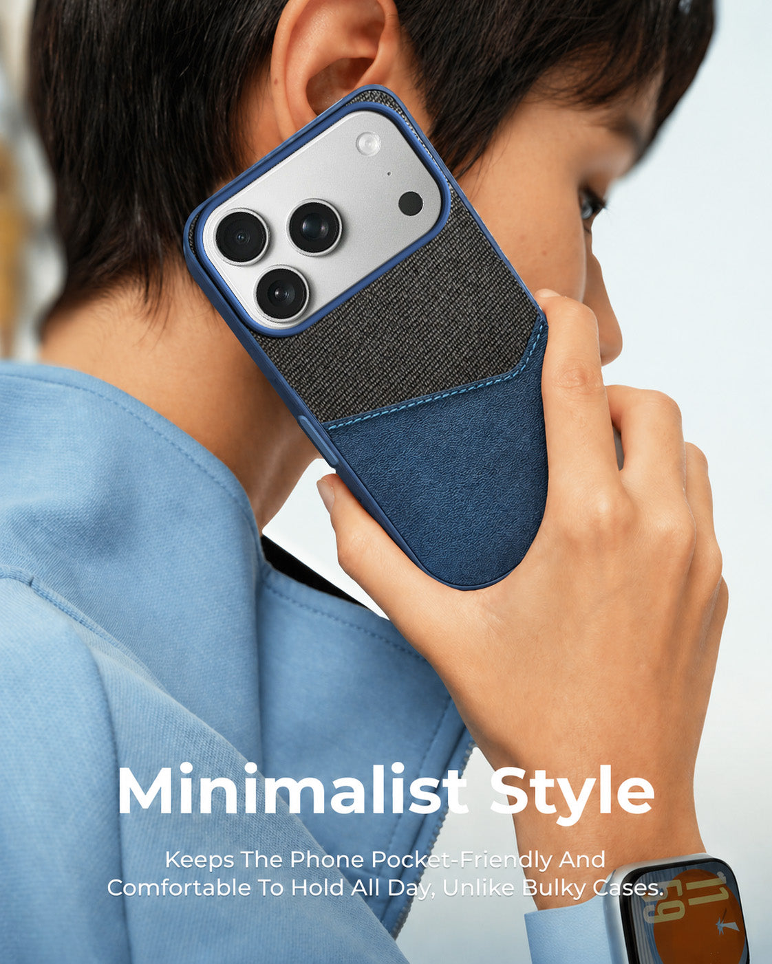 For iPhone 17 Pro | iPhone 18 Pro Back Cover Case (Dual PU Leather Stitch | Professional Minimalist | Soft and Flexible)