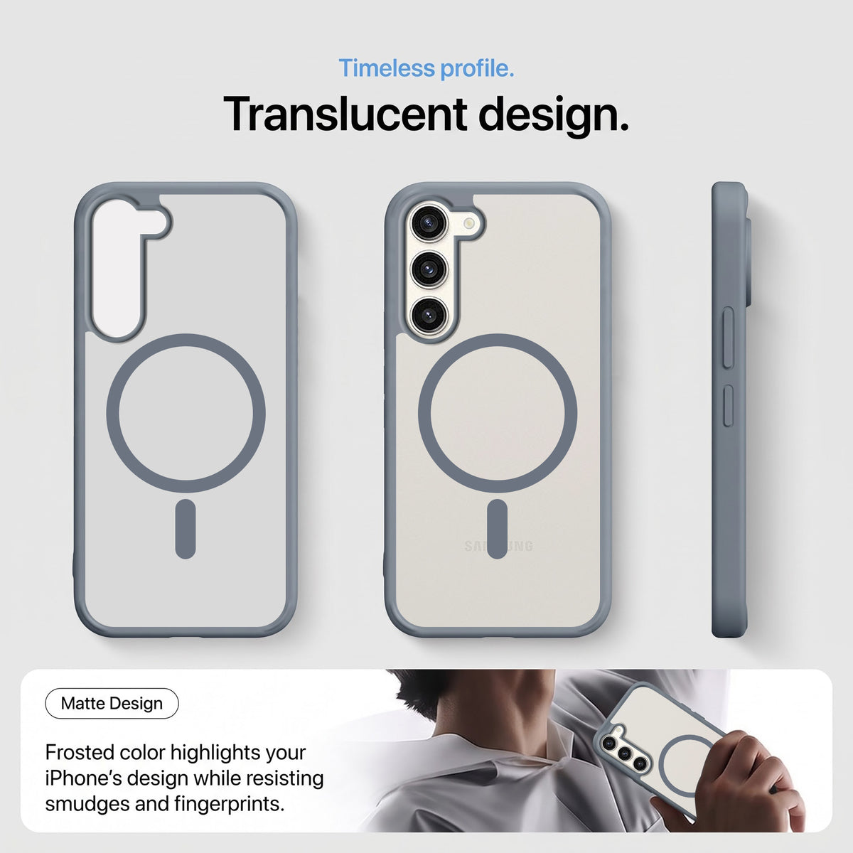 For Samsung Galaxy S23 Plus Matte Finish Back Case Cover (MagSafe Compatible | Translucent Soft Touch | Slim and Unbreakable)