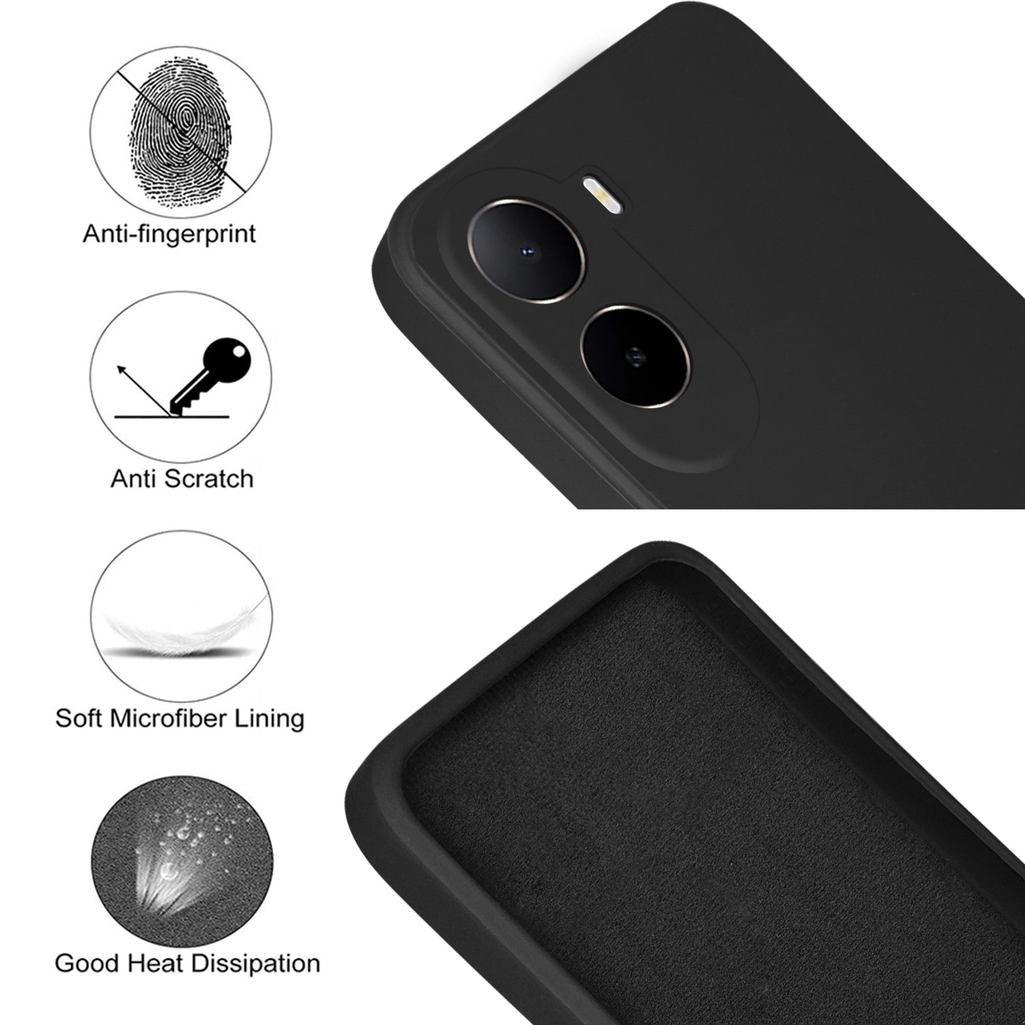 For Redmi A7 Pro 4G|5G Back Cover Case (Matte Finish Silicone with Inside Fiber cloth)