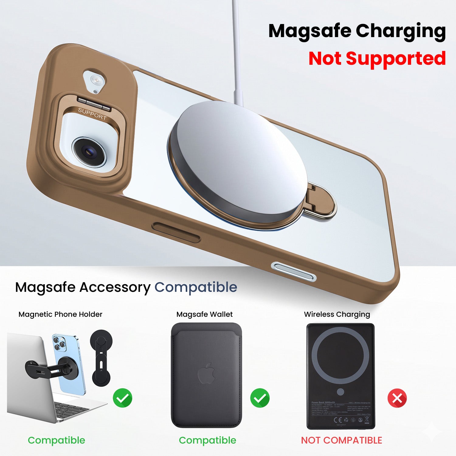 For Apple iPhone 17 Air Back Cover Case Crystal (Lifetime Anti Yellow | Magnetic Ring Stand | Camera Lens Protection | MagSafe Compatible)