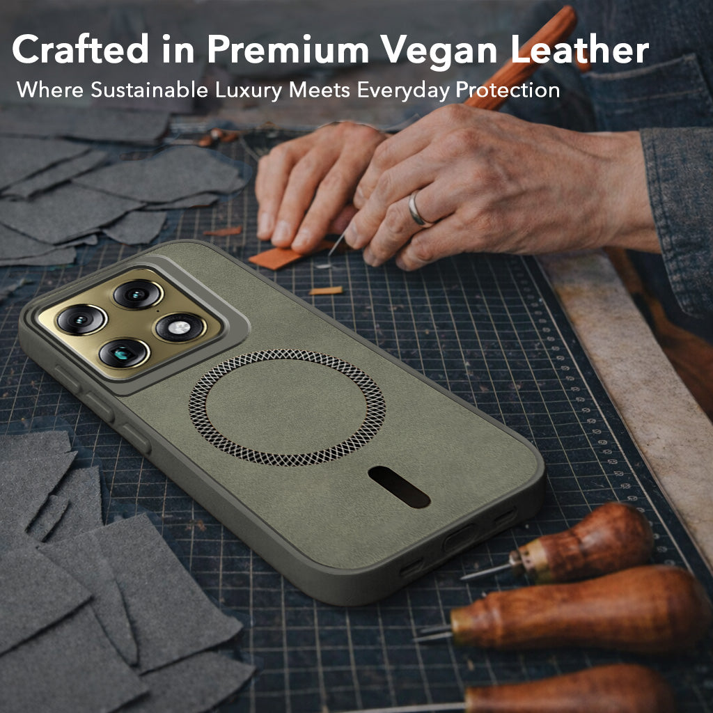 For Motorola Moto Signature 5G Back Cover Case Leather Finish (MagSafe Compatible Wireless Charging | Soft Touch | Camera Bump Protection)