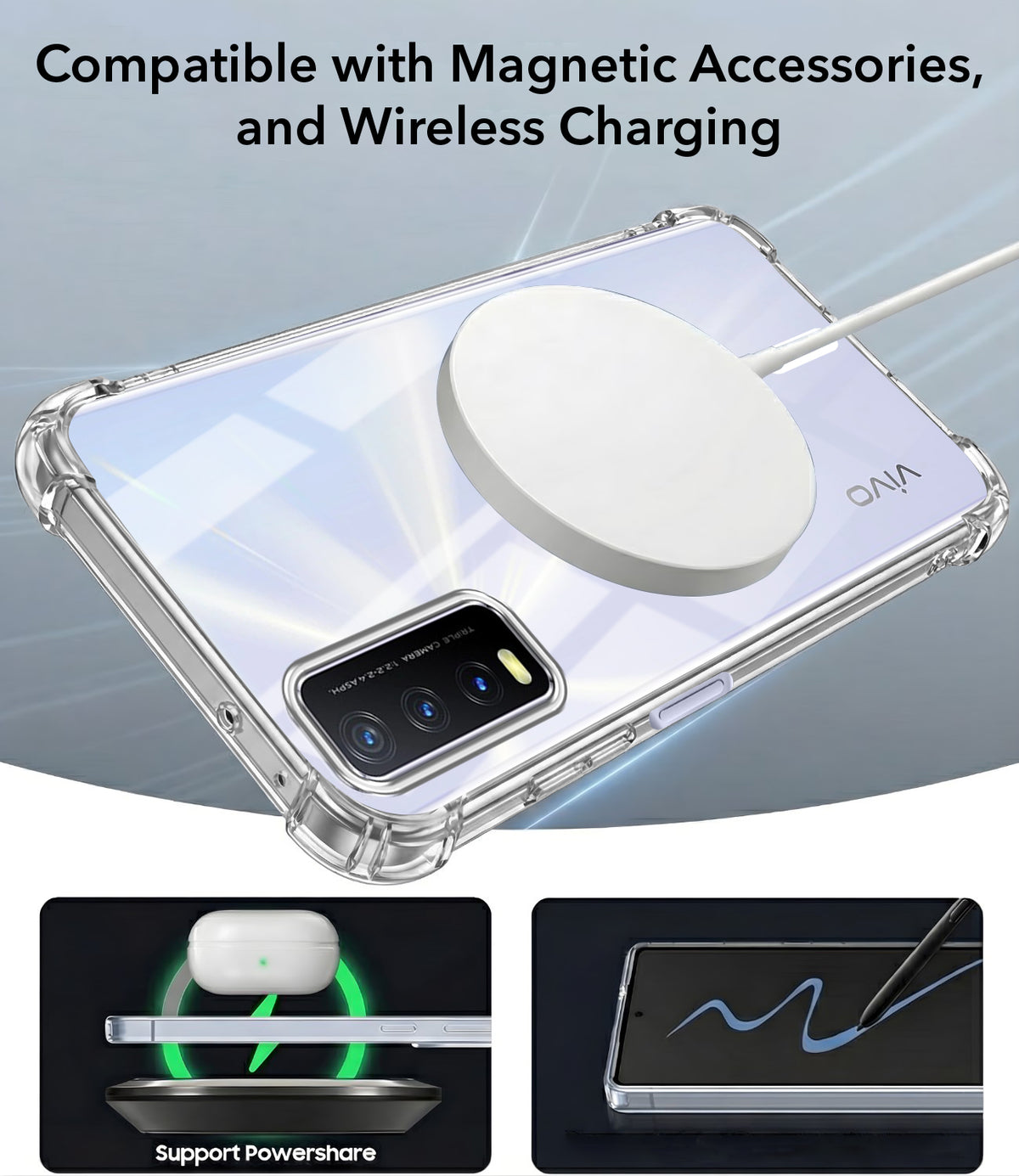 For Vivo Y20A | Y20T | Y20G Back Cover Shockproof Crystal-Clear (Magsafe Wireless Support | Drop & Camera Protection | Hard Polycarbonate)