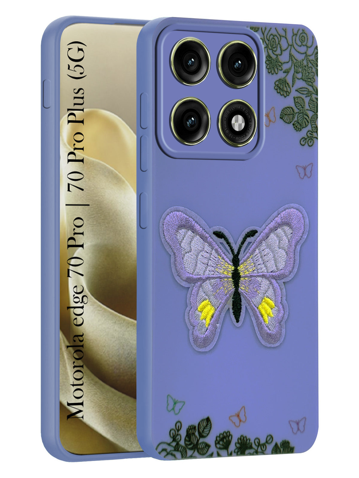 For Motorola Edge 70 Pro |  Motorola Edge 70 Pro Plus Back Cover Case (Soft Butterfly Embroidery | Women Teen Girls | Camera Protection| Matte Silicone)