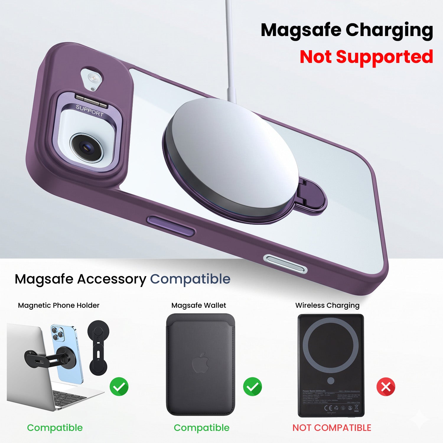 For Apple iPhone 17 Air Back Cover Case Crystal (Lifetime Anti Yellow | Magnetic Ring Stand | Camera Lens Protection | MagSafe Compatible)