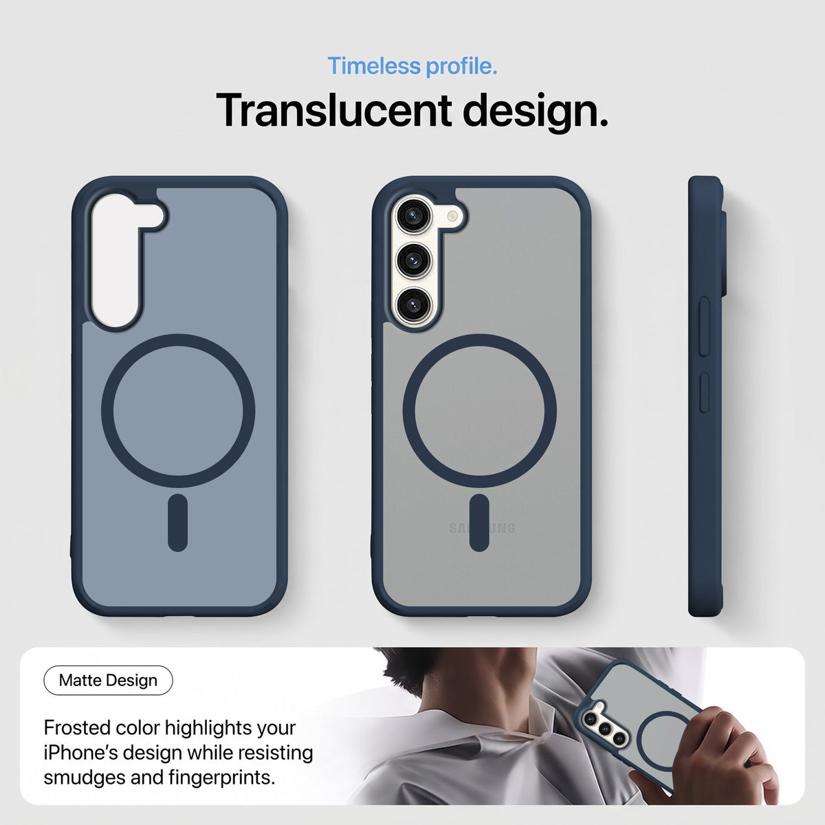 For Samsung Galaxy S23 Plus Matte Finish Back Case Cover (MagSafe Compatible | Translucent Soft Touch | Slim and Unbreakable)