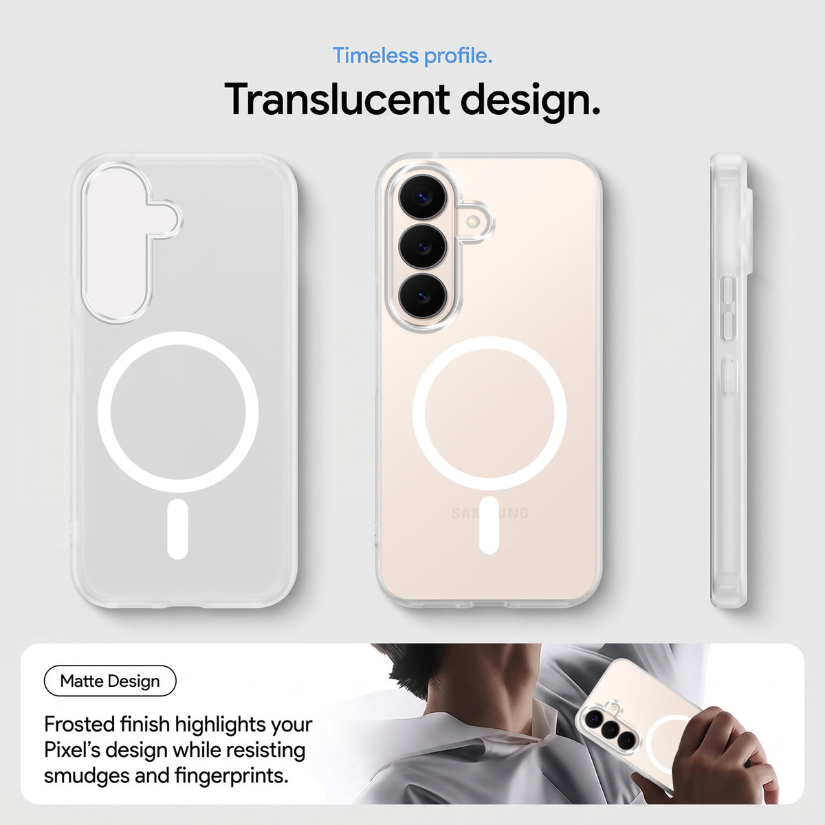 For Samsung Galaxy S26 Plus Matte Finish Back Case Cover (MagSafe Compatible | Translucent Soft Touch | Slim and Unbreakable)
