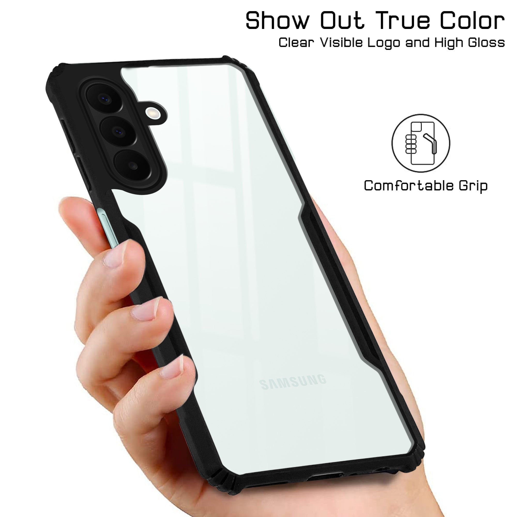 For Samsung Galaxy A27 5G | Samsung Galaxy M47 5G Back Cover Case Hybrid (Shockproof with Polycarbonate Clear Panel | Professional Black) (Copy)