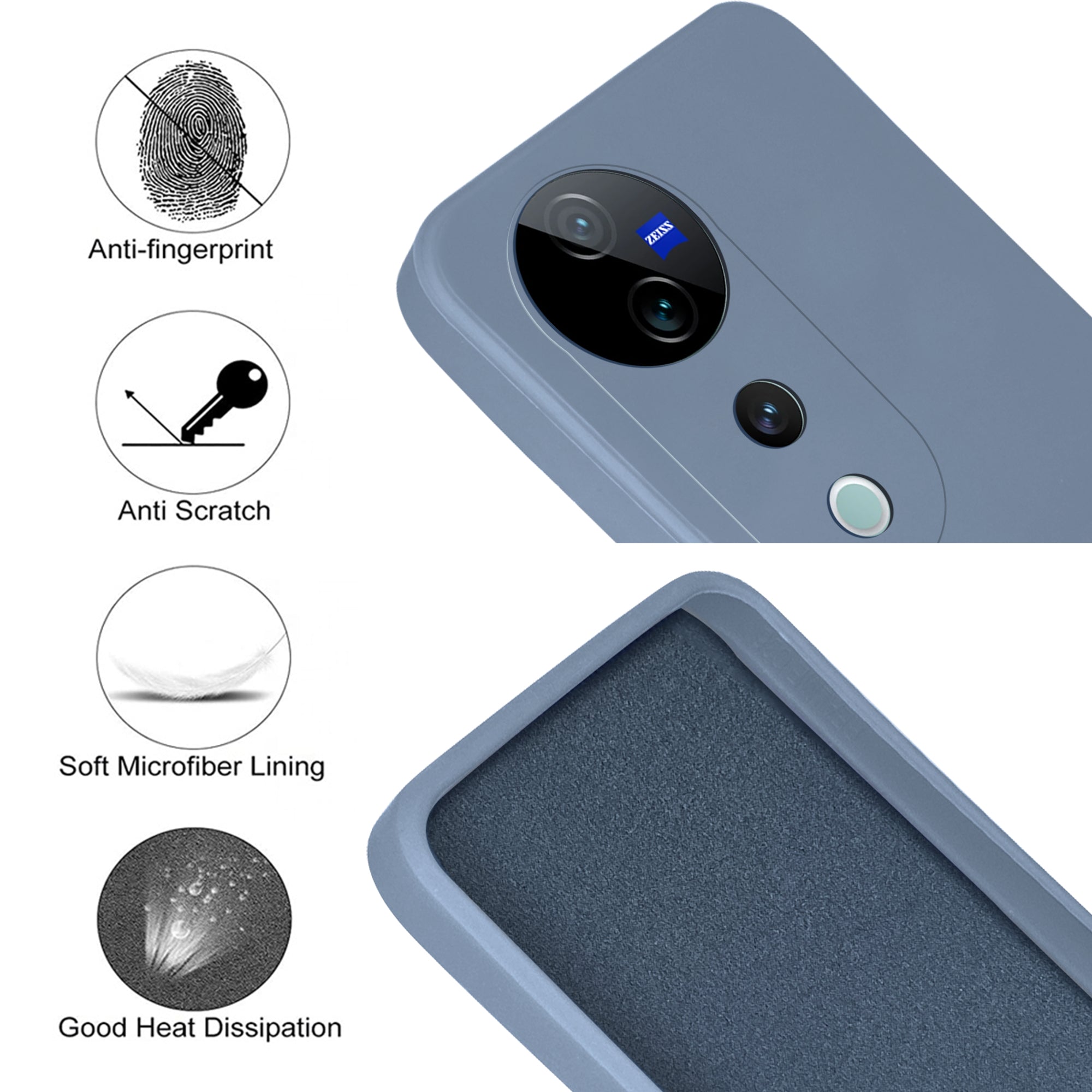 For Vivo V40 | Vivo V40 Pro Back Cover Case ( Matte Finish Silicone with Inside Fiber cloth)
