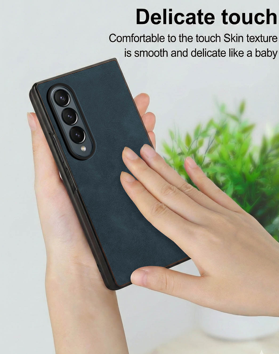 For Samsung Galaxy Z Fold 4 5G Back Case Cover Premium Genuine Leather (Integrated Front Screen Protector | Inside Microfiber Cloth)