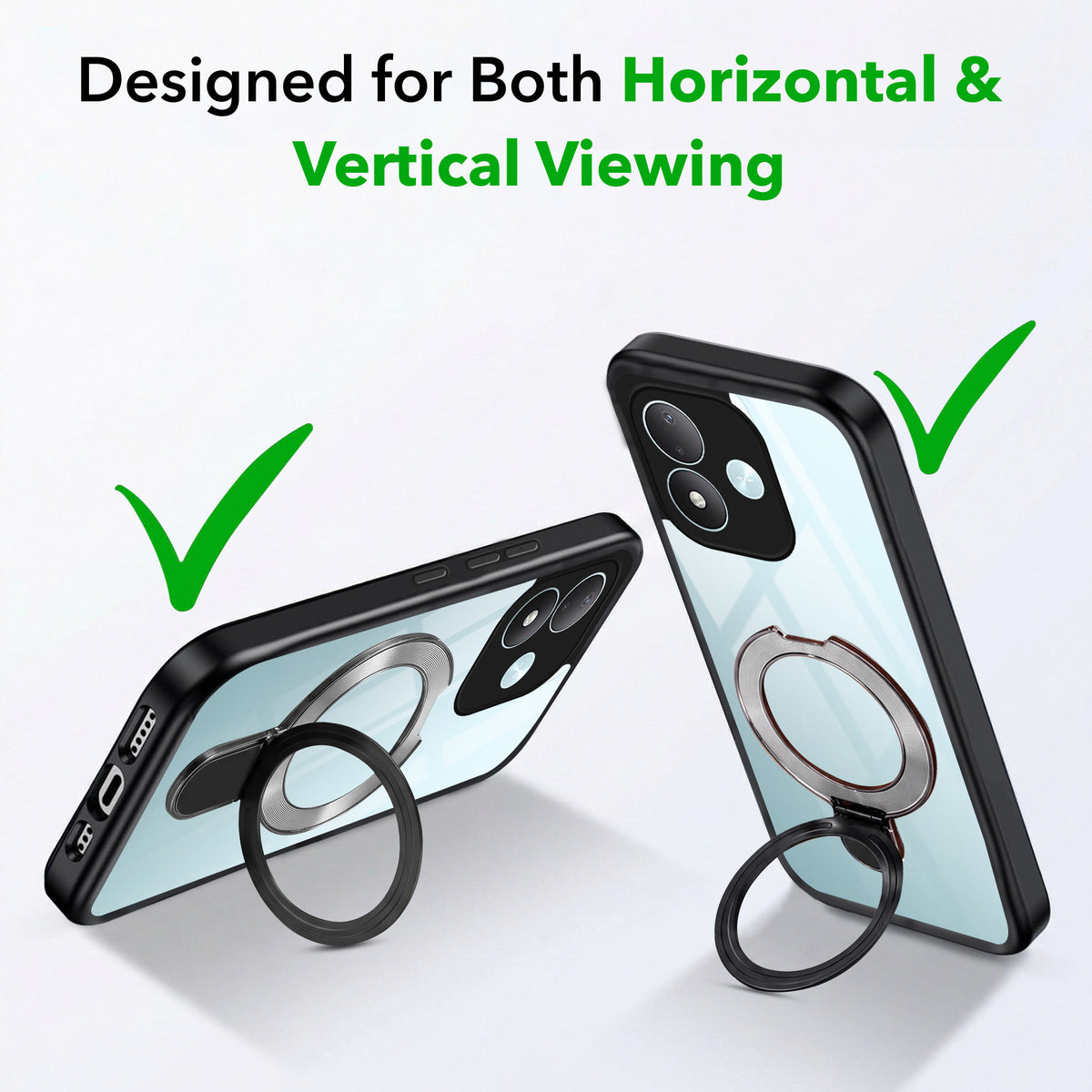 For Redmi Note 17 5G Back Cover Case (Kick Stand Ring Holder | Life time Anti Yellow | Camera Protection)