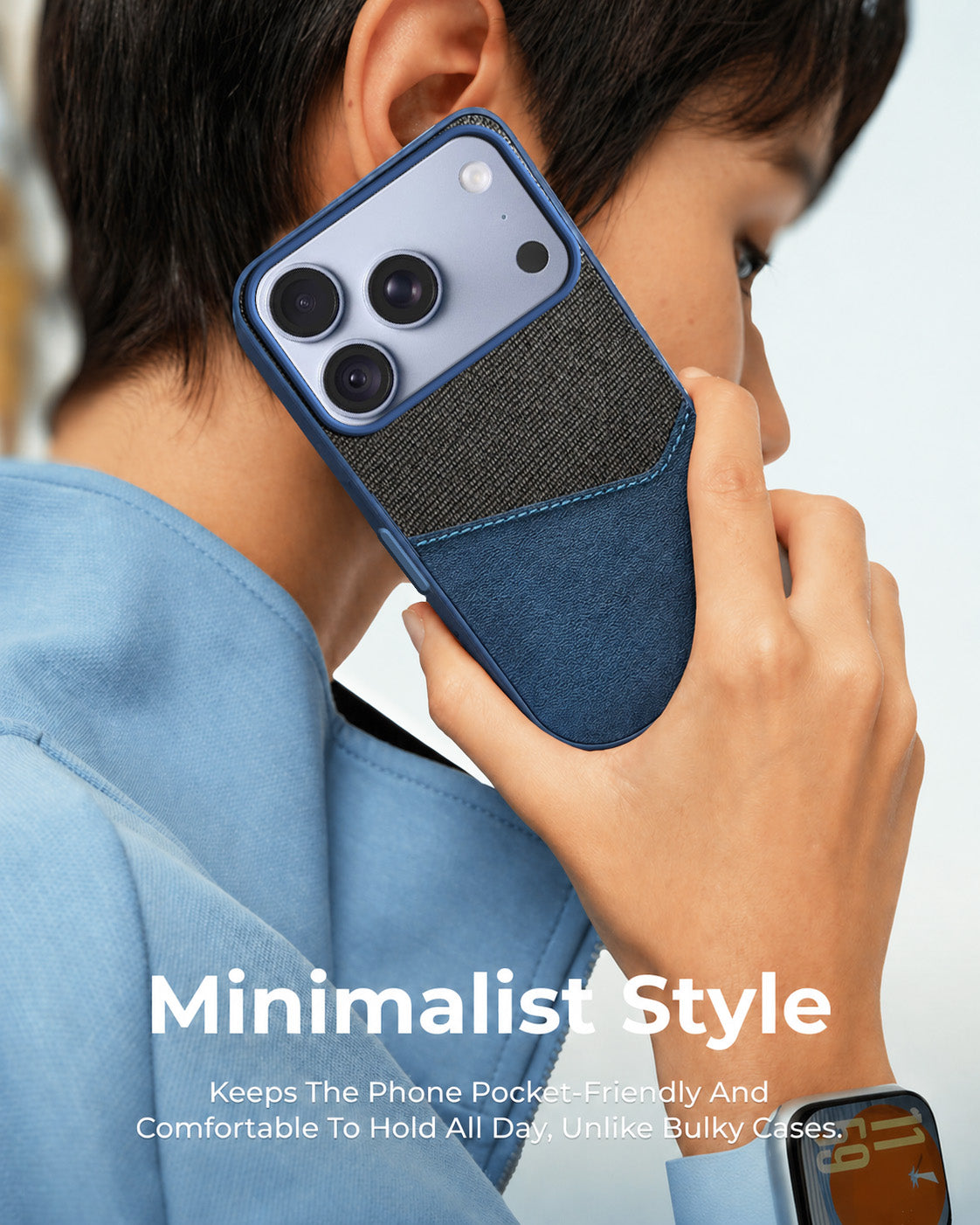 For Apple iPhone 18 Pro Back Cover Case (Dual PU Leather Stitch | Professional Minimalist | Soft and Flexible)