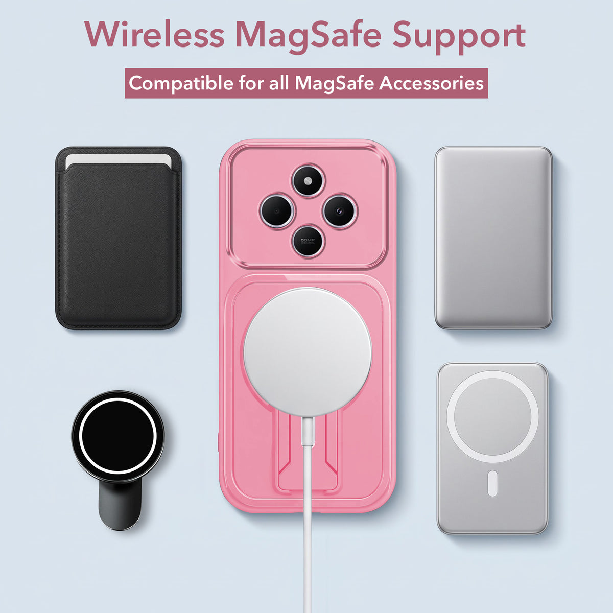 For Redmi A4 5G | Xiaomi Redmi 14C Back Case Cover Metallic (Hybrid Armor Kickstand | MagSafe Compatible | Camera Protection Shockproof)