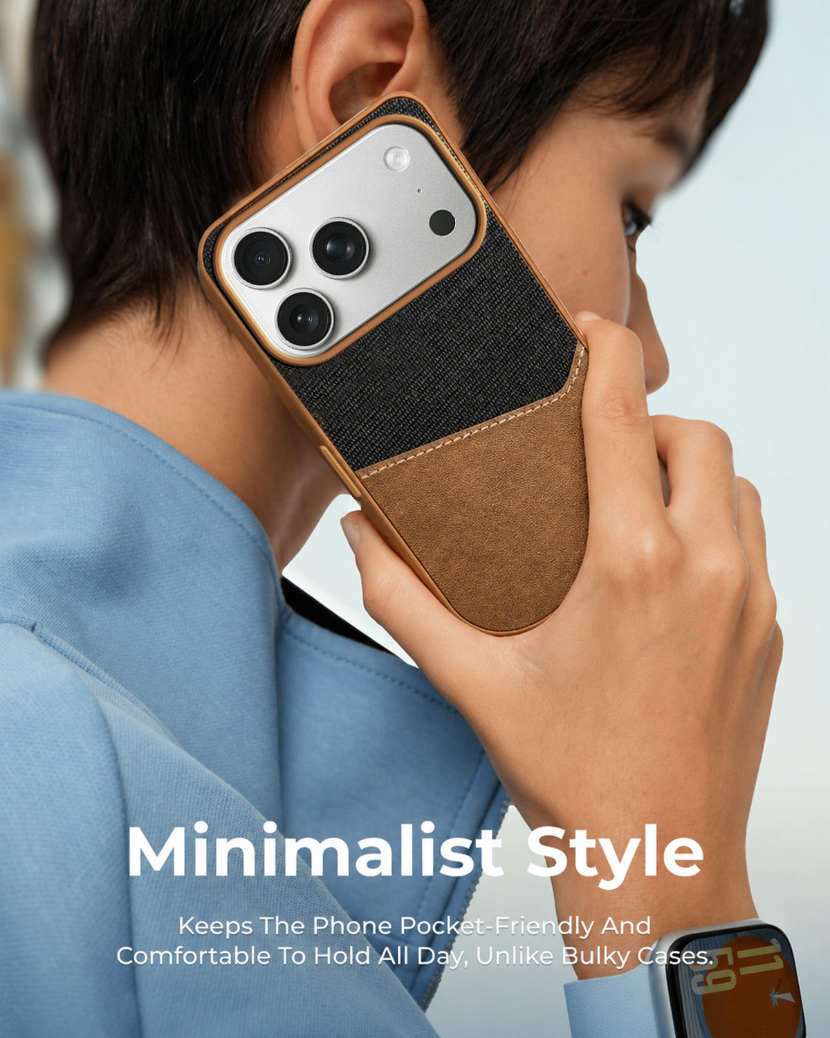 For iPhone 17 Pro | iPhone 18 Pro Back Cover Case (Dual PU Leather Stitch | Professional Minimalist | Soft and Flexible)