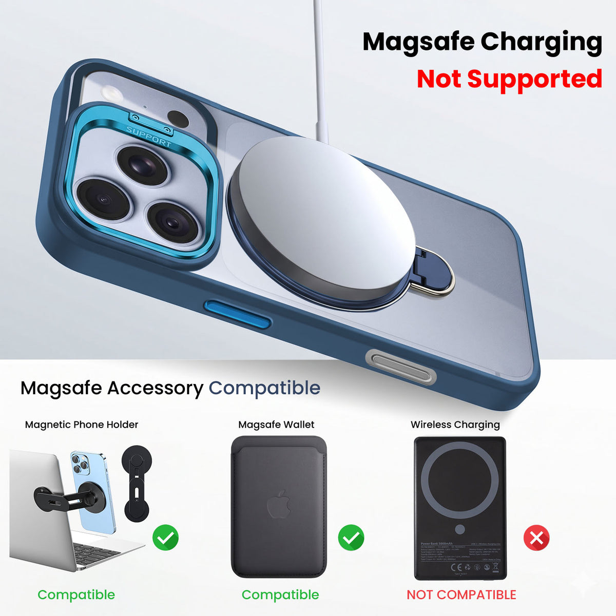 For Apple iPhone 18 Pro Max Back Cover Case Crystal (Lifetime Anti Yellow | Magnetic Ring Stand | Camera Lens Protection | MagSafe Compatible)