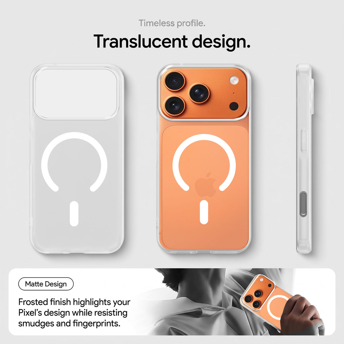 For Apple iPhone 17 Pro Matte Finish Back Case Cover (MagSafe Compatible | Translucent Soft Touch | Slim and Unbreakable)