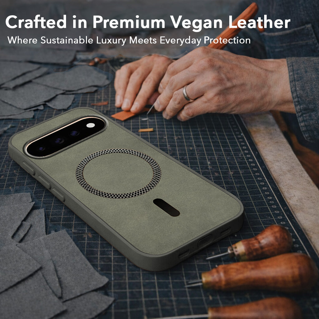 For Google Pixel 11 Pro XL Back Cover Case Leather Finish (MagSafe Compatible Wireless Charging | Soft Touch | Camera Bump Protection)